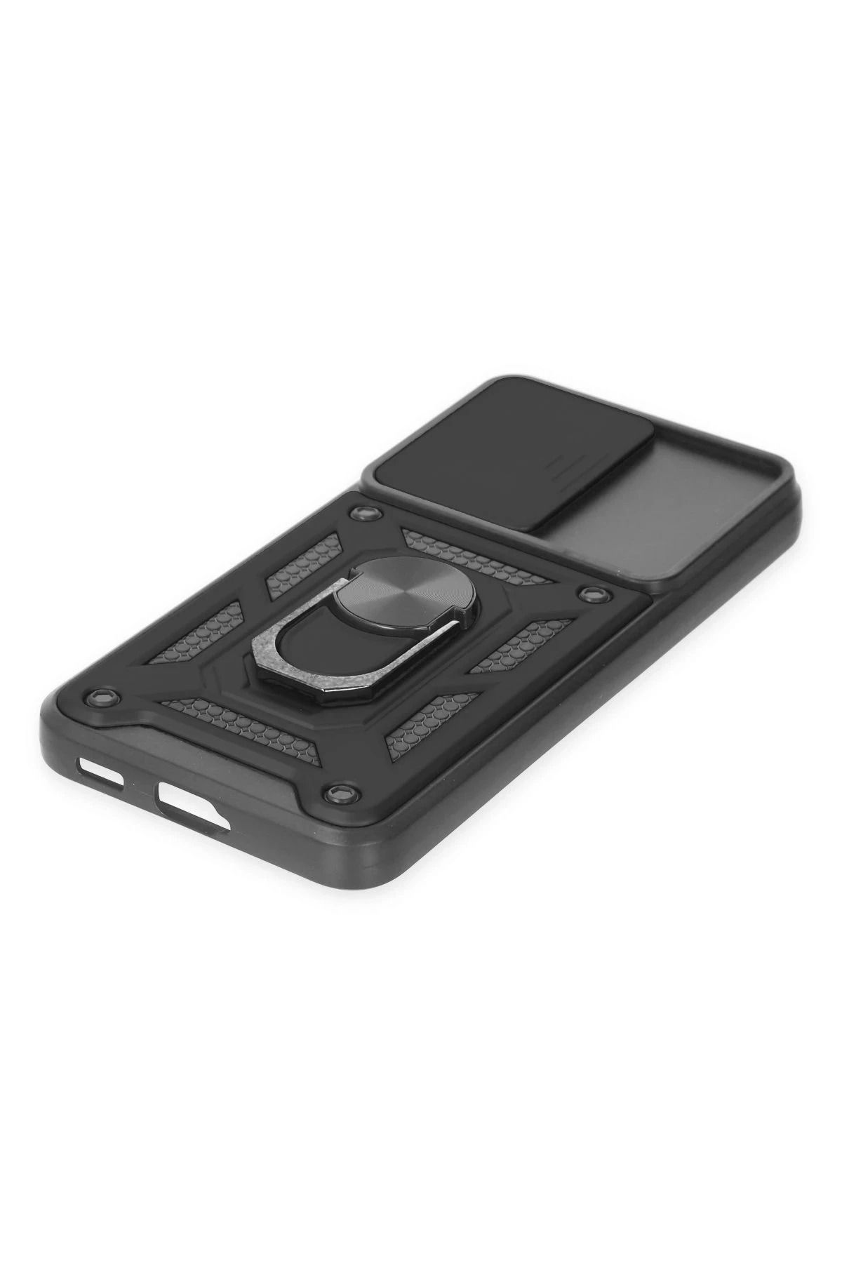 NewFace Samsung Galaxy S22 Kılıf Pars Lens Yüzüklü Silikon - Siyah MRAYD