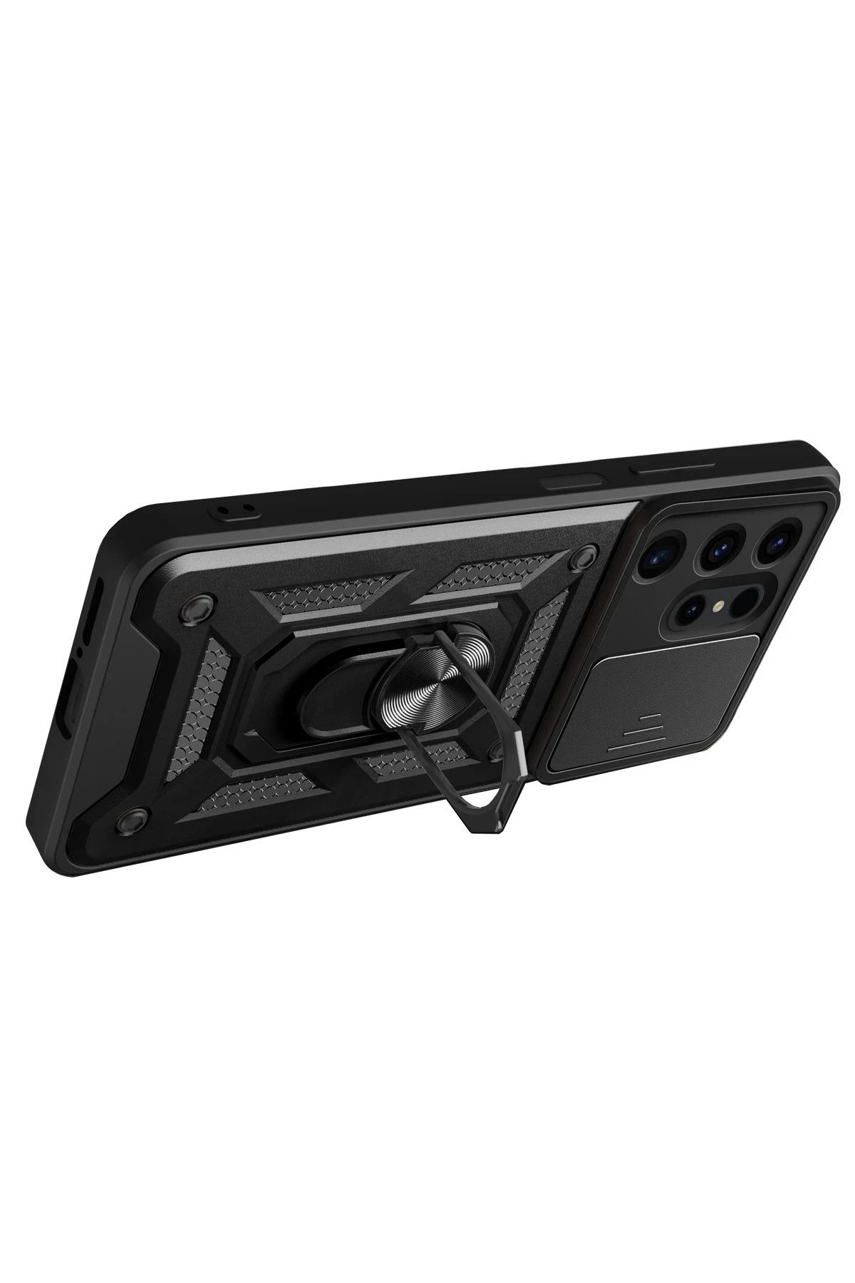 NewFace Samsung Galaxy S24 Ultra Kılıf Pars Lens Yüzüklü Silikon - Lacivert MRAYD