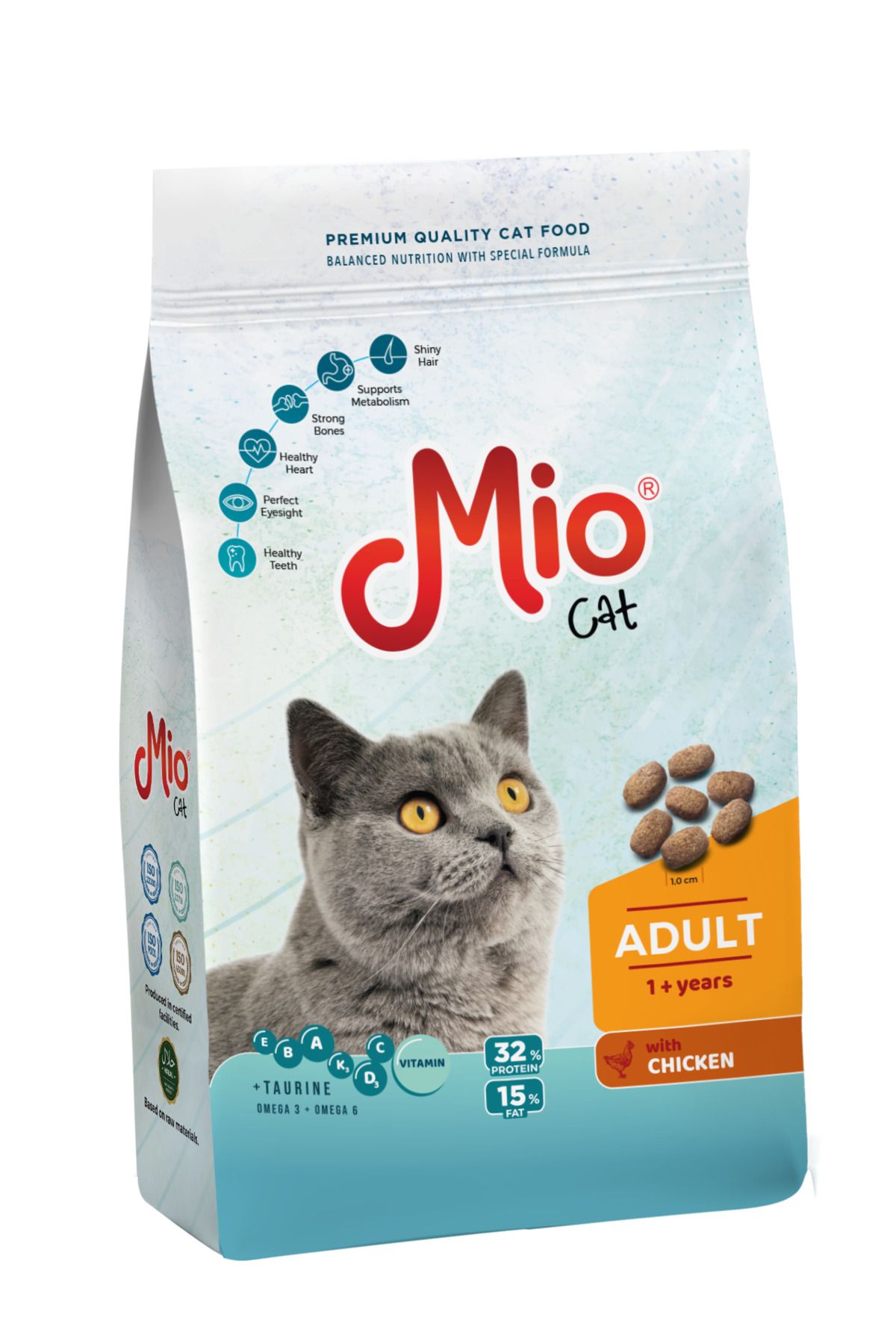 MİO Mancare Uscata Pisica ️, Completa, Premium, Mio Cat, Mancare Pisica Adulta , Pui Sac Granule 1 Kg - One Size