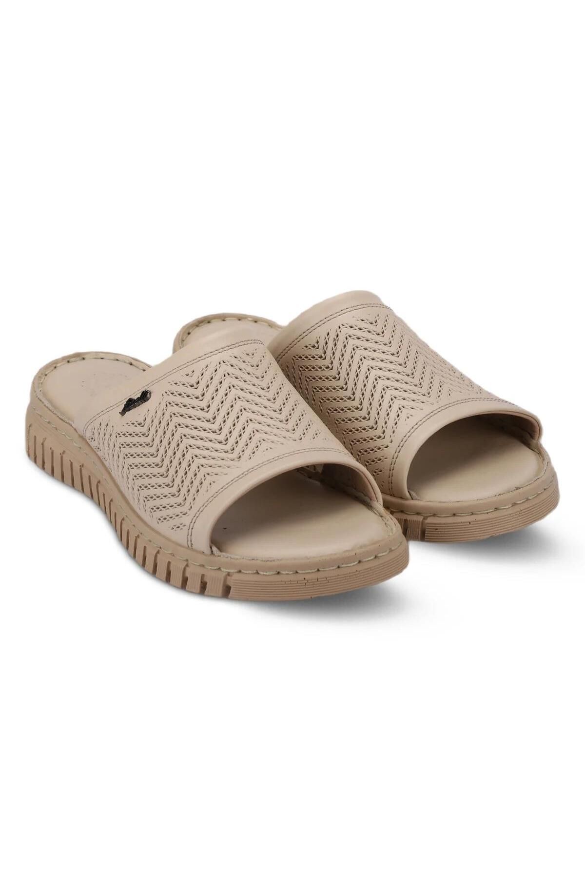 Forelli-Sofia 38505-g Beige Women's Leather Comfort Slippers 2