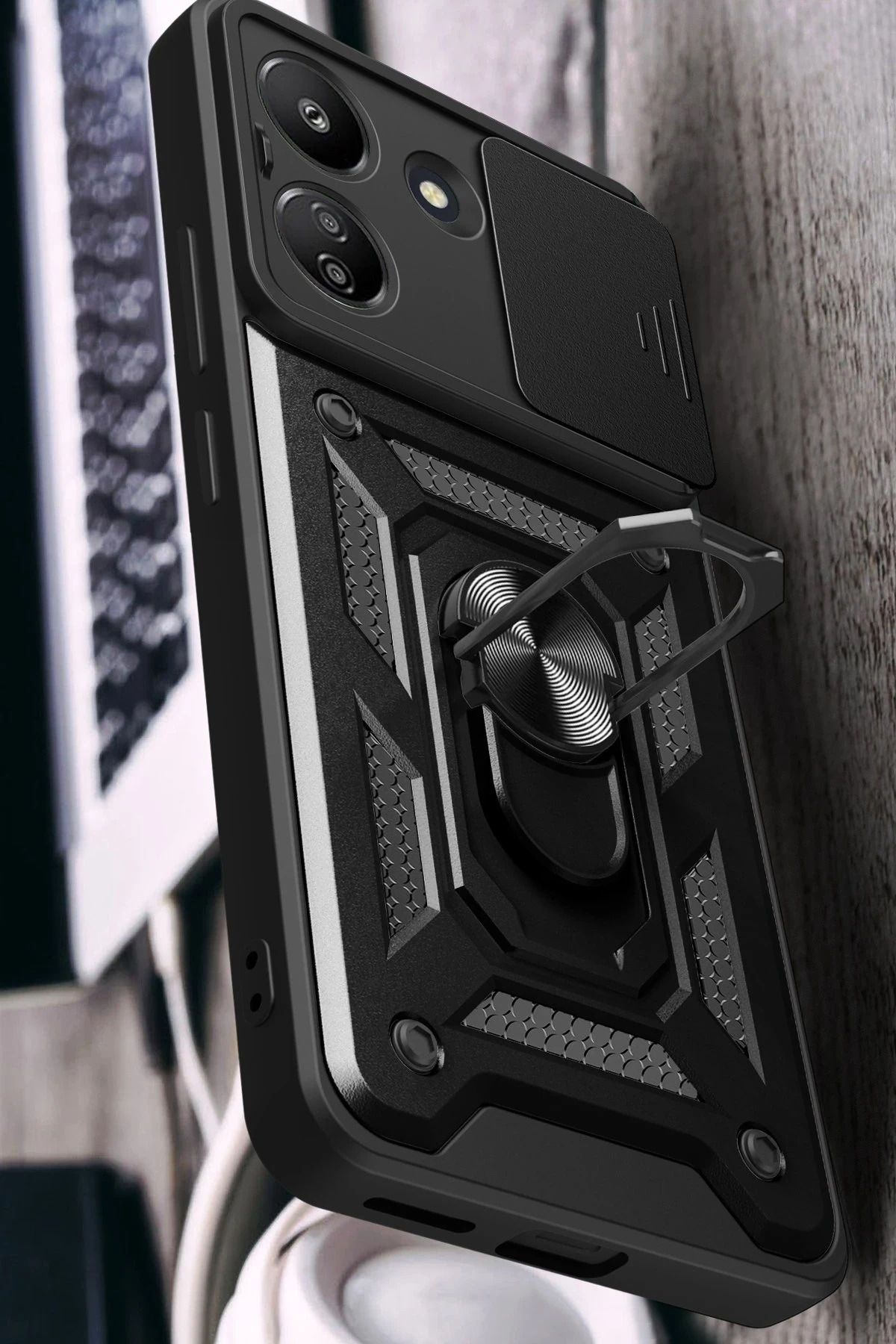 NewFace Xiaomi Redmi 13C Kılıf Pars Lens Yüzüklü Silikon - Lacivert MRAYD