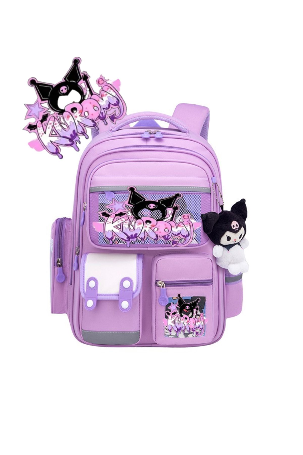 KOST Orijinal Kuromi Okul Çantası Omurga Destekli Büyük Kapasiteli Kuromili Okul Sırt Çantası