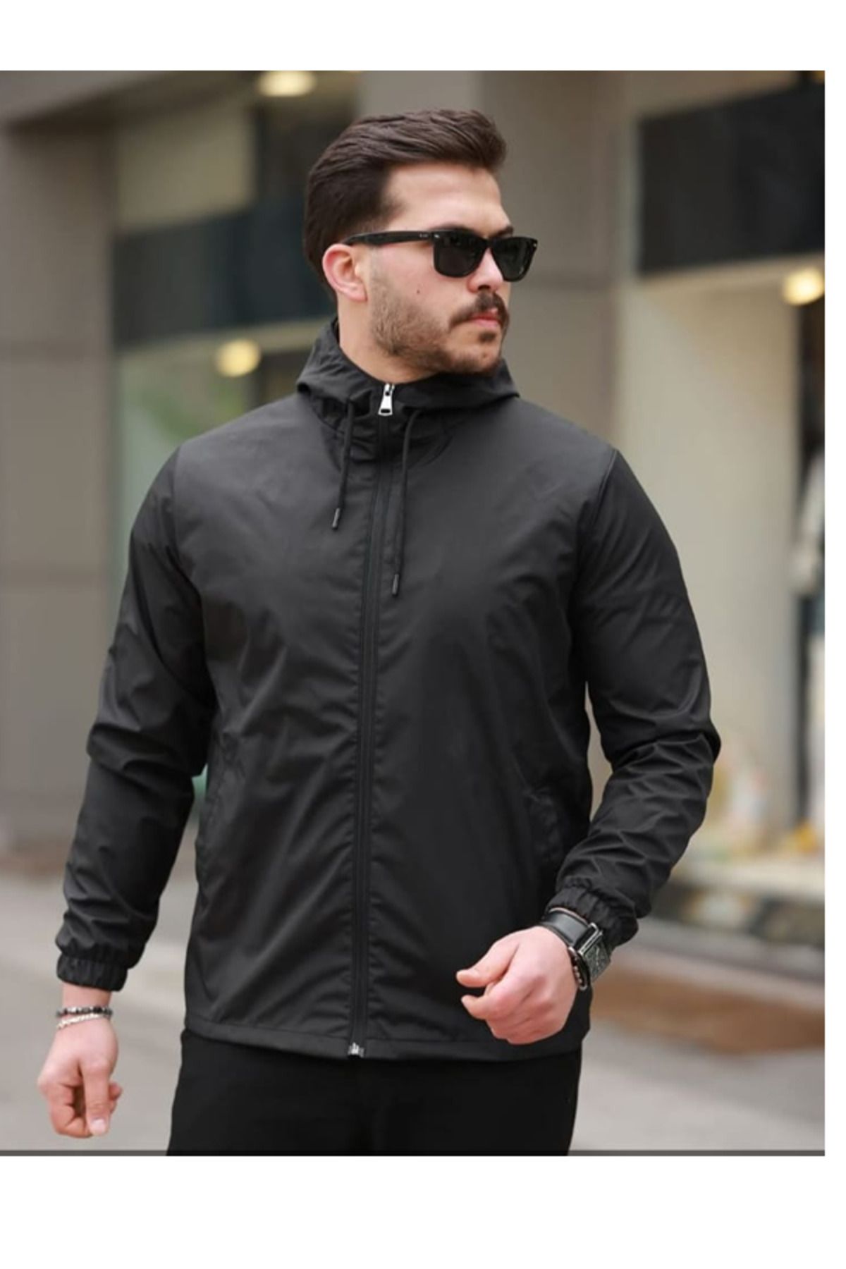 noirsecret unisex Içi Astarlı Su Geçirmez Rüzgara Dayanıklı Kapüşonlu Cepli Yağmurluk - Rüzgarlık