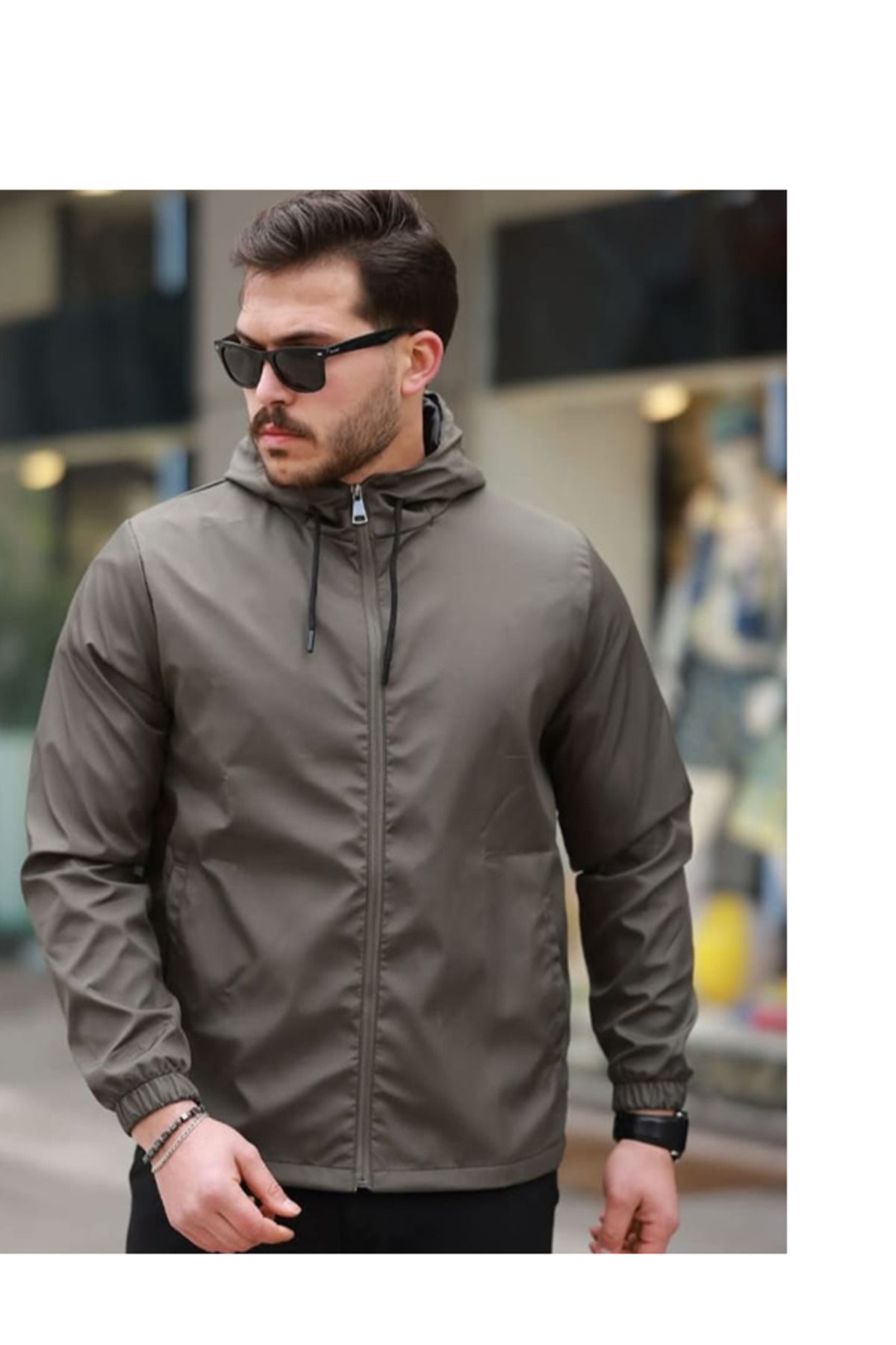 noirsecret unisex Içi Astarlı Su Geçirmez Rüzgara Dayanıklı Kapüşonlu Cepli Yağmurluk - Rüzgarlık