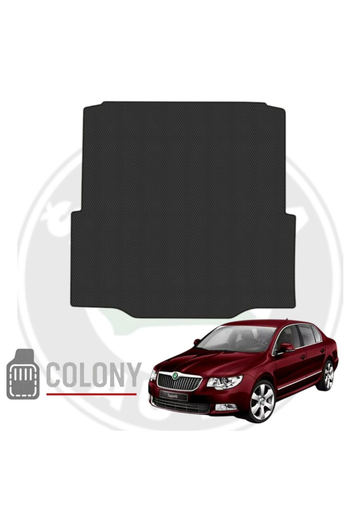 COLONY Skoda Superb (B6) Sedan 2008-2015 Hücreli Premium Eva Oto Bagaj Paspası & Bagaj Havuzu Siyah