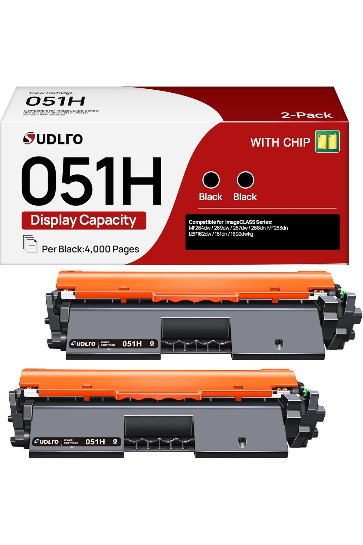 Canon CRG051H MF260 MF269dw MF267dw MF264dw LBP162dw LBP161dn LBP160 (2 Black)