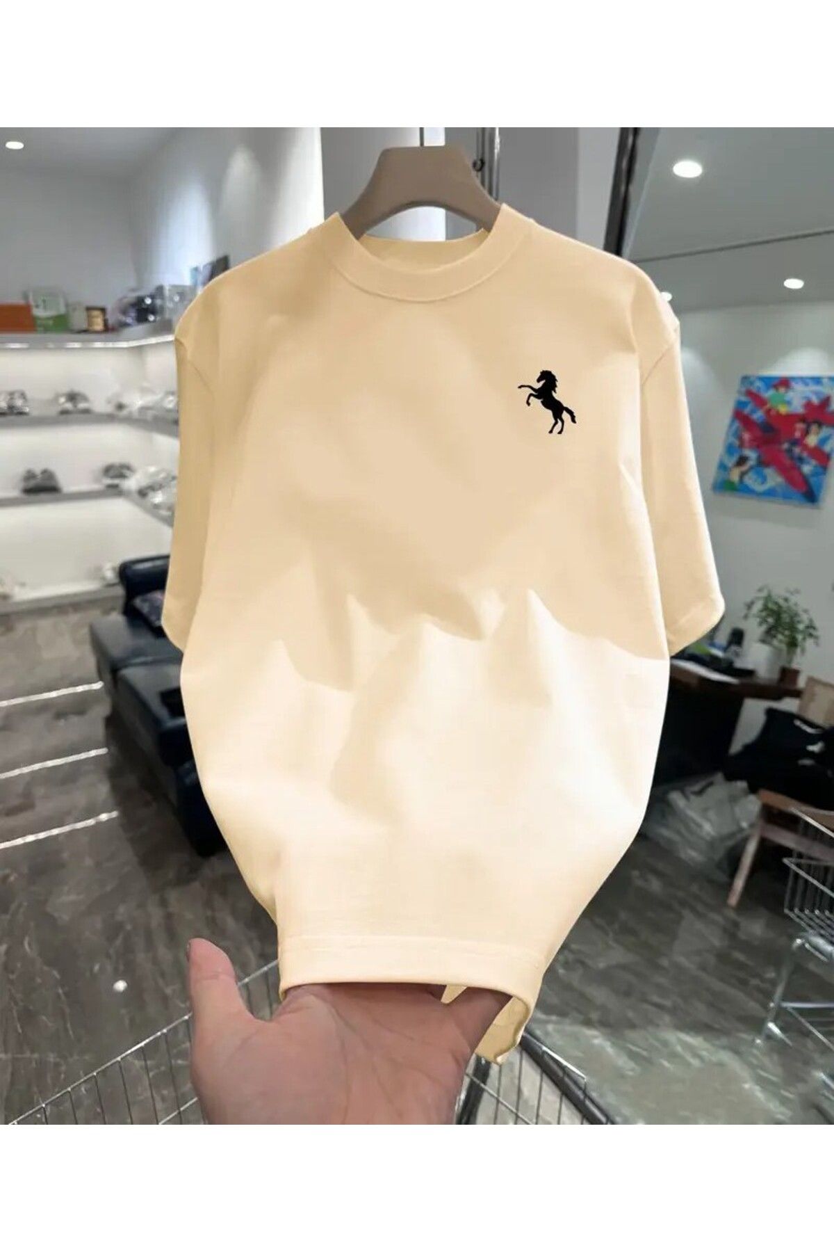 LAND MODA Erkekler için Özel Yaratıcı Desenli Rahat Pamuklu T-Shirt - Yuvarlak Yaka, Kısa Kollu, Bol Kesim