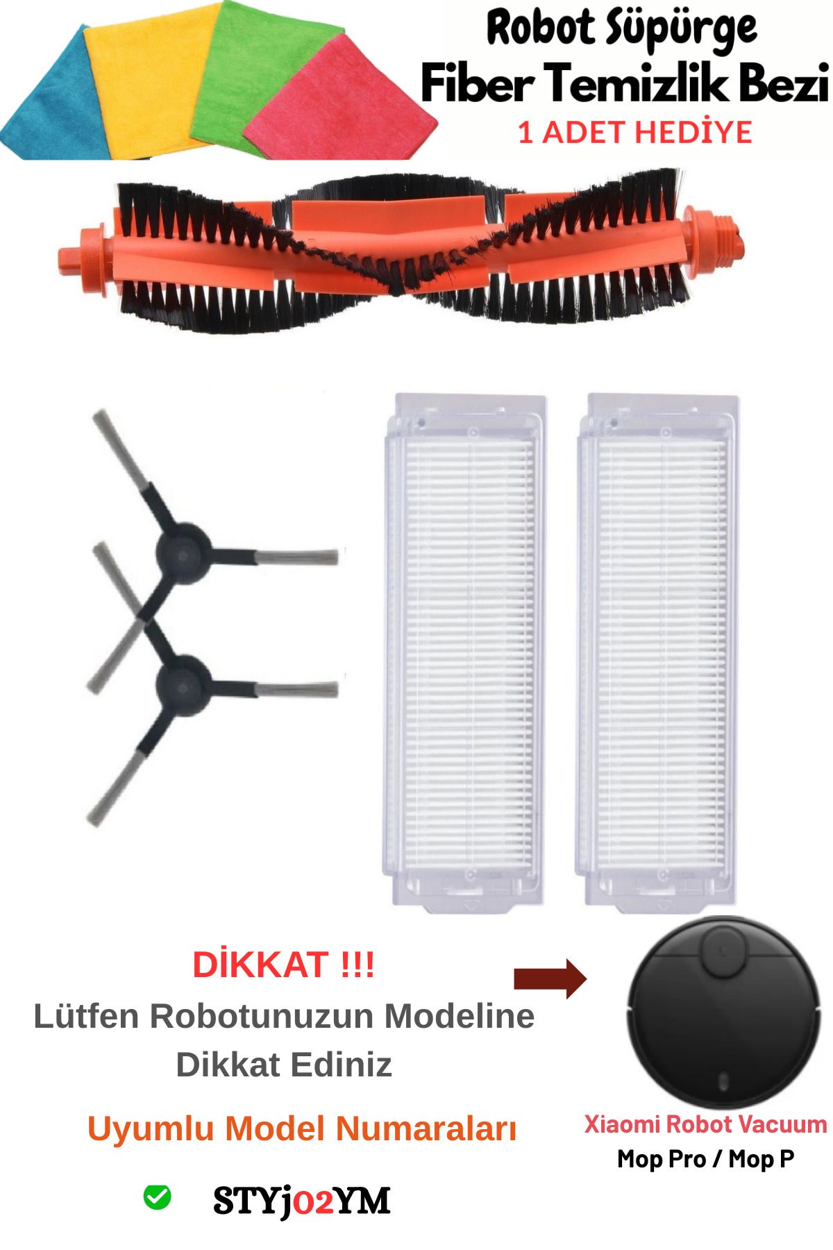 Xiaomi Mi Robot Vacuum Mop Pro-Vacuum Mop P (Model:STYTJO2YM-Uyumlu) Hepa Filtre,Fırça Yenileme Seti