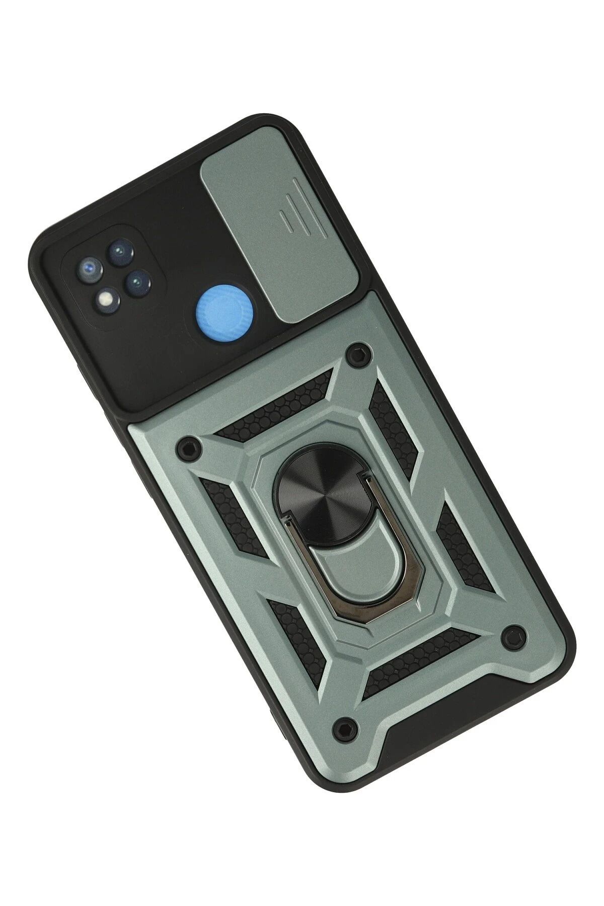 NewFace Xiaomi Redmi 9C Kılıf Pars Lens Yüzüklü Silikon - Yeşil MRAYD
