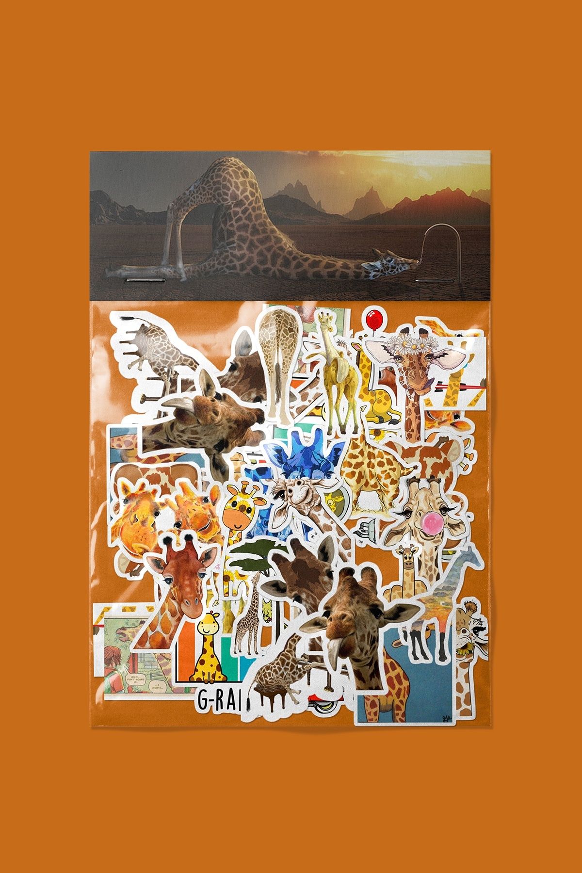 dadi ramba Zürafa Sticker paketi -Bullet Journal - Ajanda -Laptop Etiket Çıkartma
