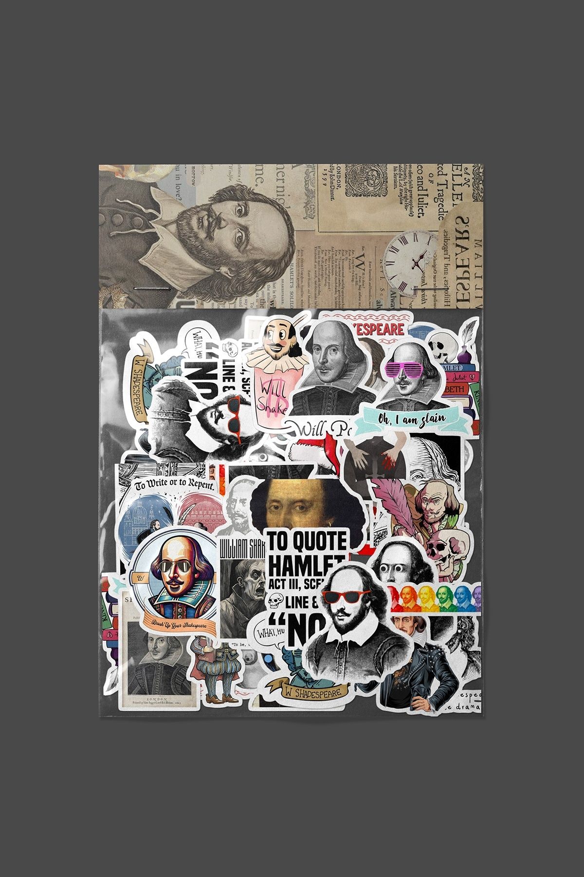 dadi ramba William Shakespeare Sticker paketi -Bullet Journal - Ajanda -Laptop Etiket Çıkartma