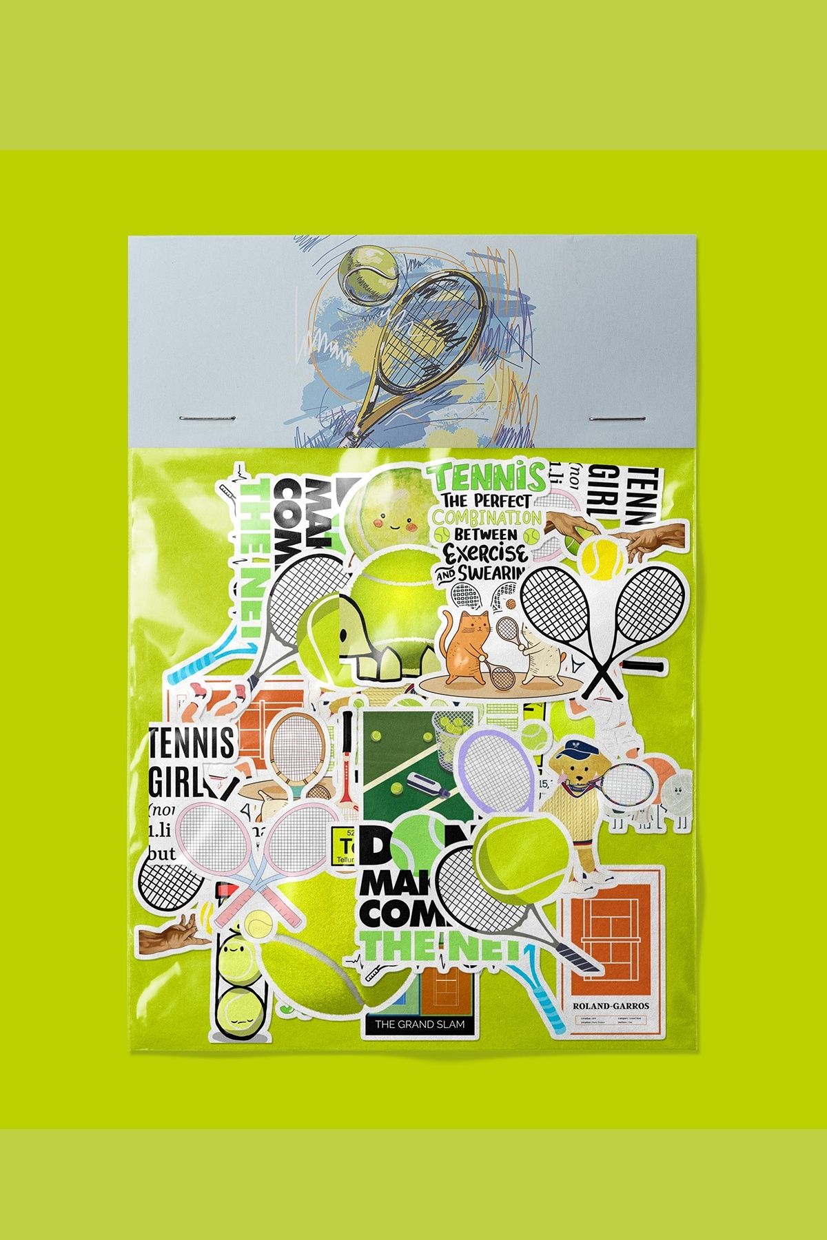 dadi ramba Tenis Sticker paketi -Bullet Journal - Ajanda -Laptop Etiket Çıkartma
