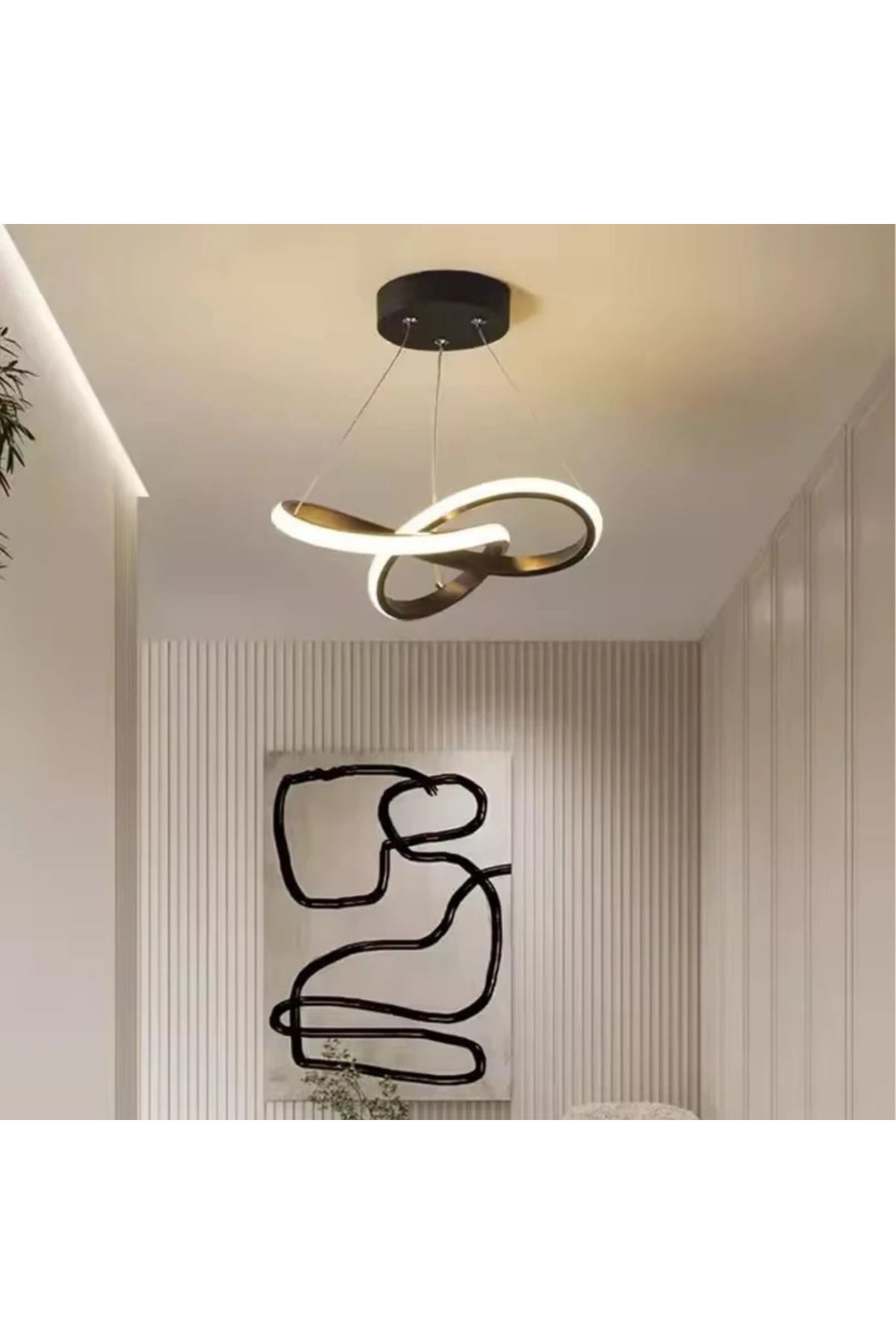 Elektroyou Aura Siyah Ultra Power Beyaz Ledli Avize Sarkıt Tekli Avize