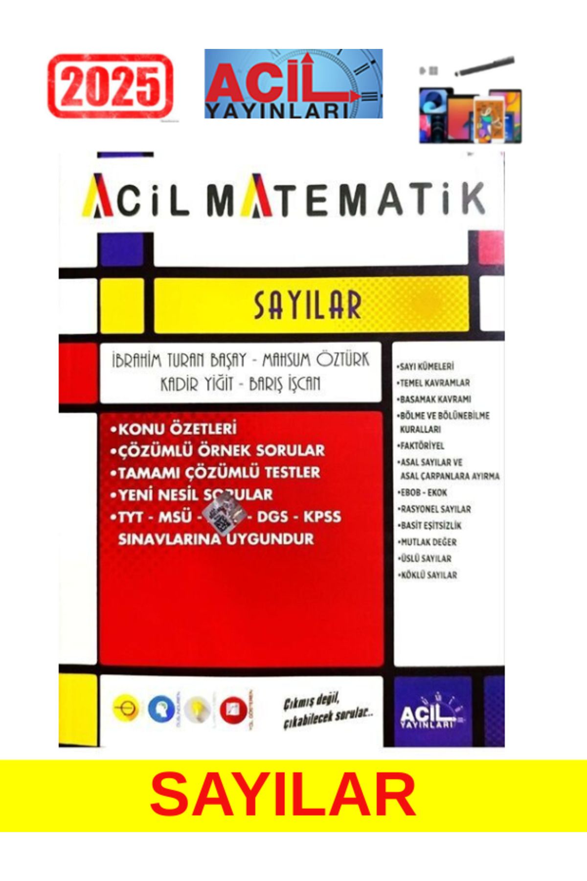 Acil Yayınları Matematiğin İlacı TYT Acil Matematik Sayılar 1+Android Kalem