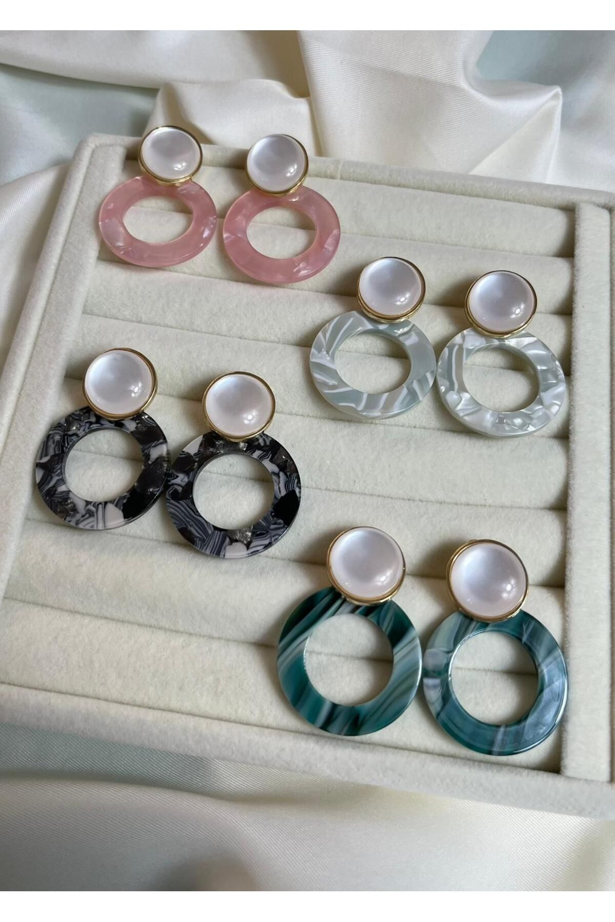 Orvix Accessories 4’alü Set Sallantılı İri Halka Kadın Küpe Yazlık Küpe Abiye Küpe Hediyelik Küpe Anne Küpe