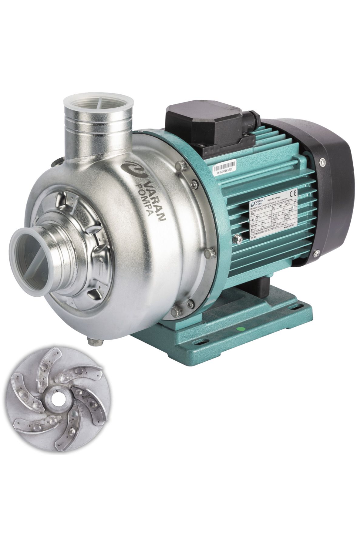 logipump Varan DWK 150T Açık Çarklı Paslanmaz Santrifüj Pompa 1.5 HP / 1.1 kW, Trifaze 380 V, 12 Mss (316)
