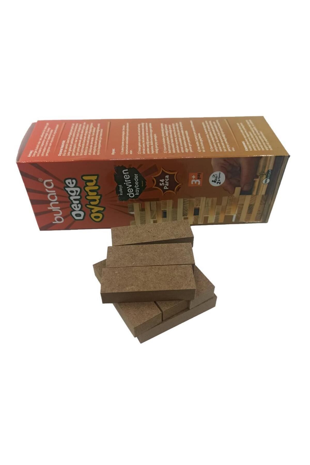 Pisicik 54 Parça Ahşap Denge Oyunu Cezalı Oyun 6,3 Cm