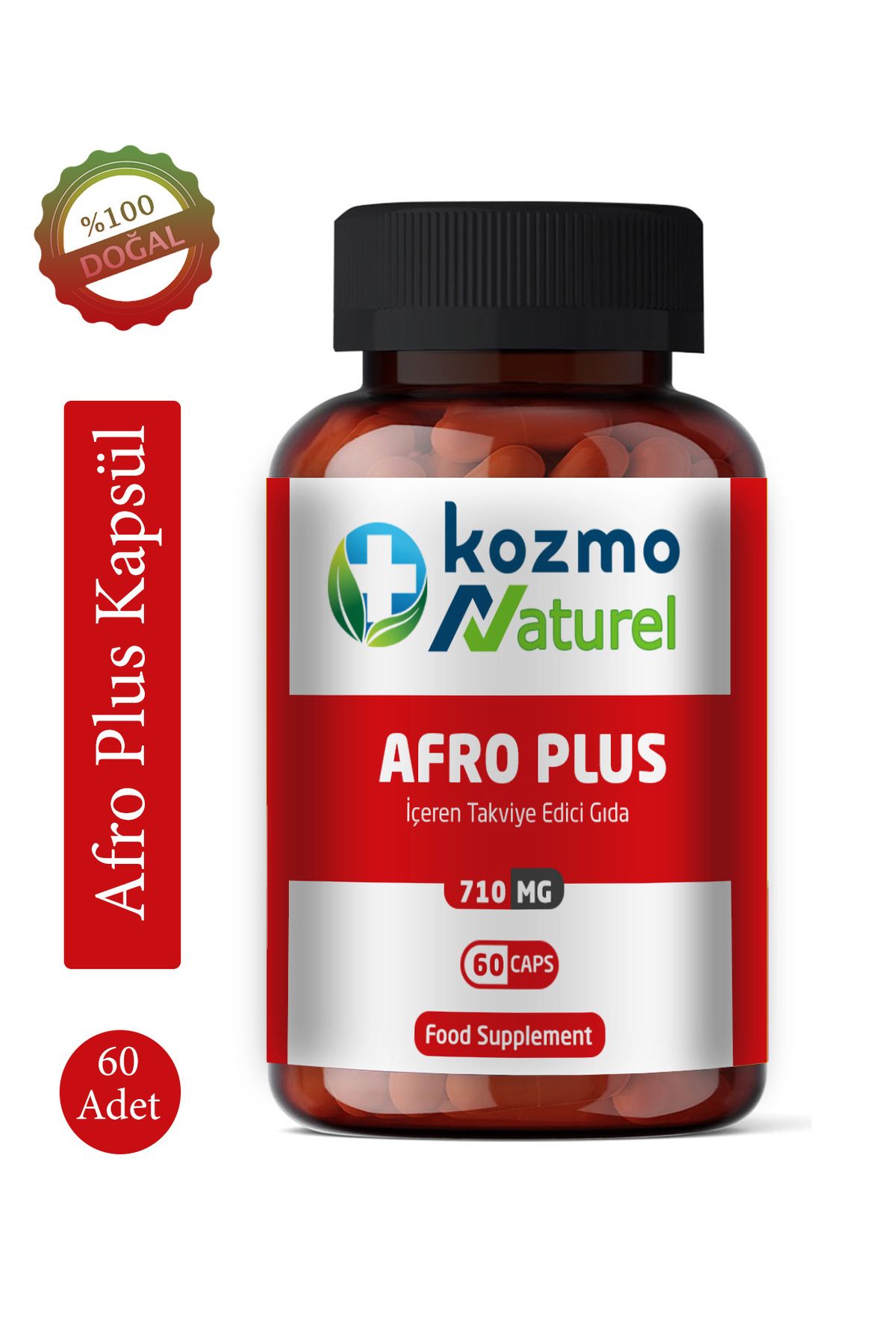 Kozmo Naturel Ginseng L Arginine İçeren Afro Plus Takviye Edici Gıda 60 Kapsül