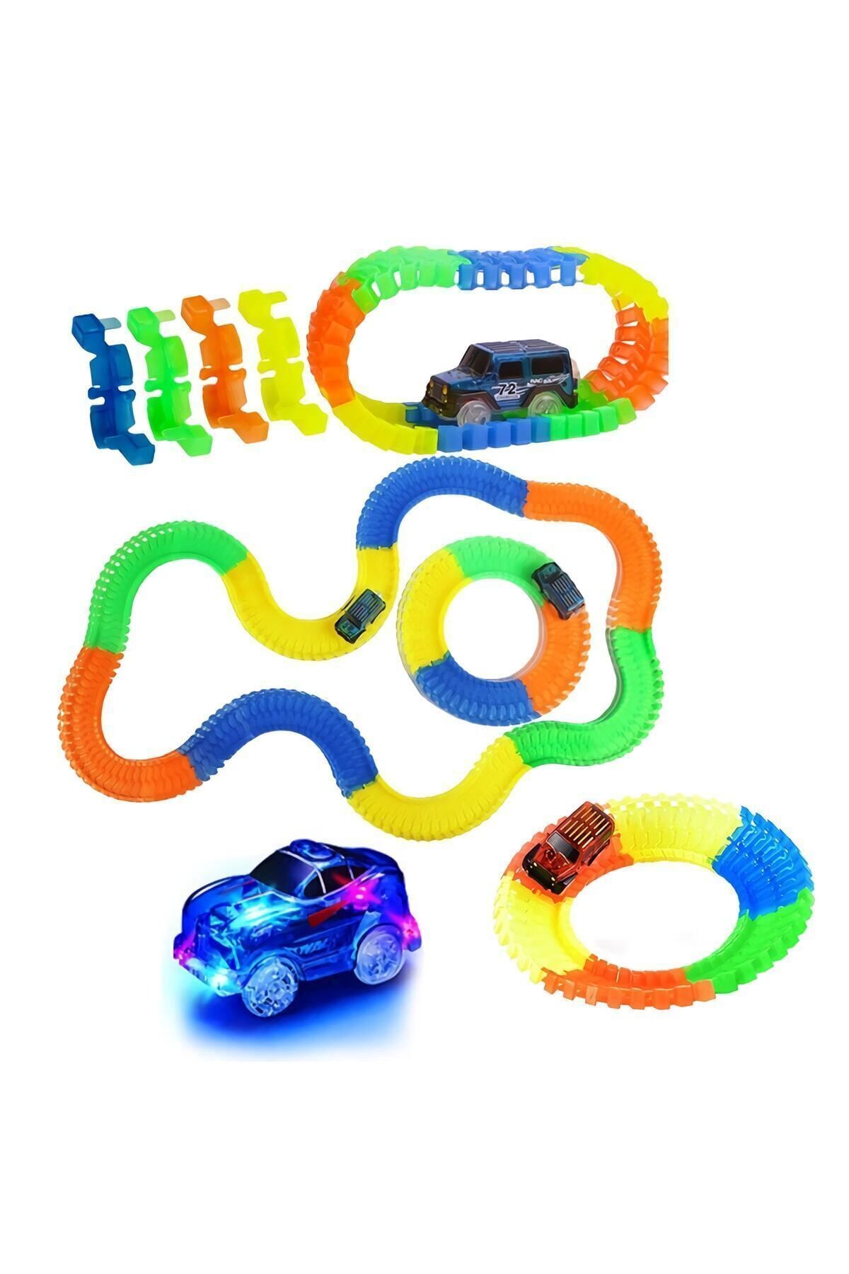 CİMCİME OYUNCAK Co3838 Magic Tracks Renkli Hareketli Raylar 384 Parça Led Işıklı 2 Arabalı Oyuncak Araba Parkuru fotoğrafı 2 (önizleme)