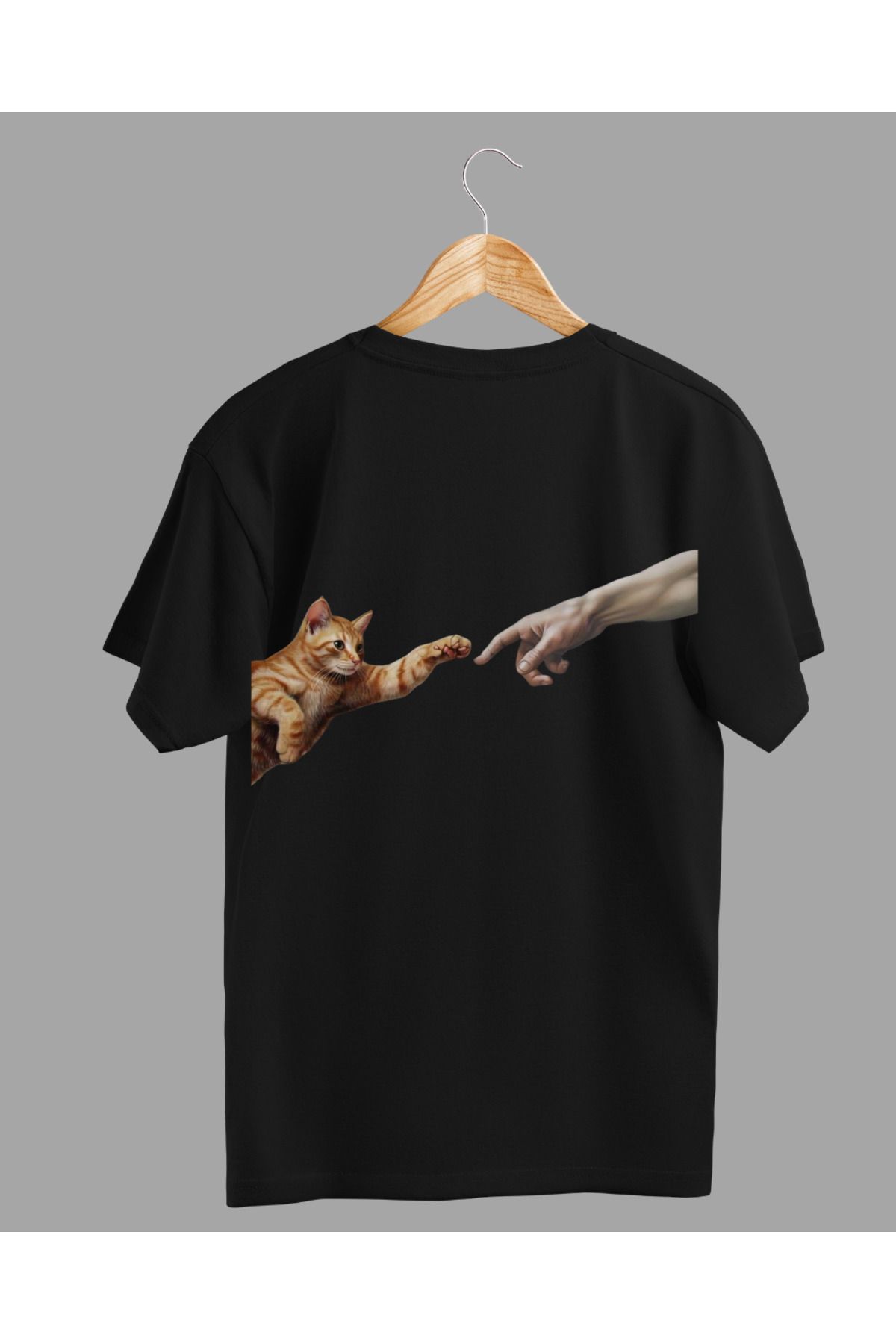 Ebiidesign Kedi ve El Tasarımlı Baskılı T-Shirt