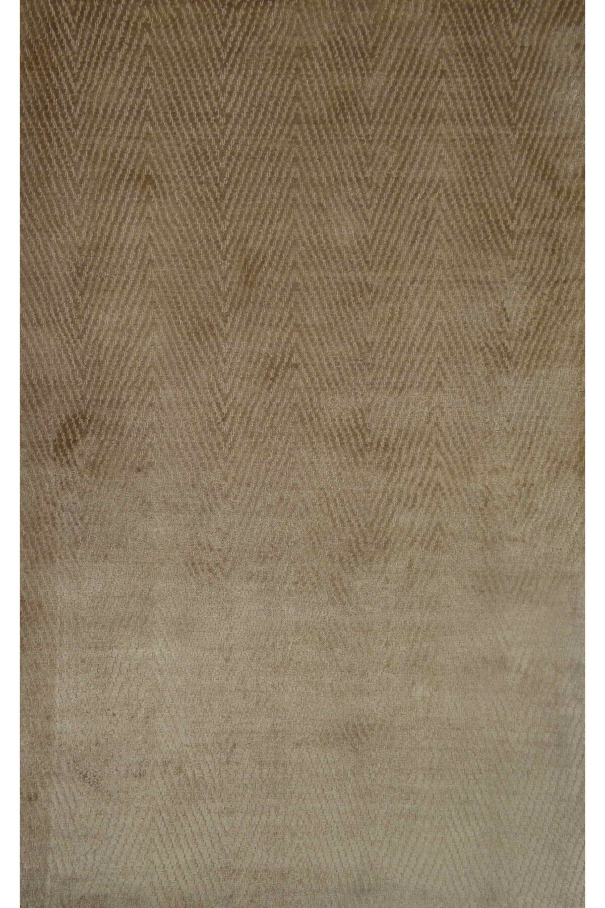 Handmade Nüans Kahverengi İpek Görünümlü Zigzag Desenli Viskoz Modern El Dokuma Halı 80x150 cm (1.2 m²)