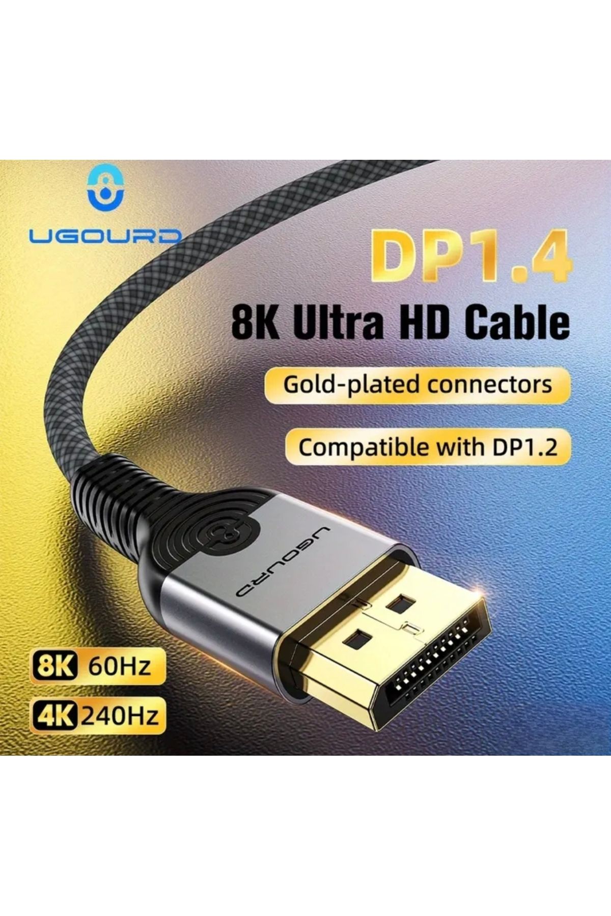 UGOURD 1-Metre DP 1.4 DisplayPort Kablo 8K 60HZ+4K 120HZ 48Gbps Yüksek Hızlı Video Kablosu Ce Lisanslı