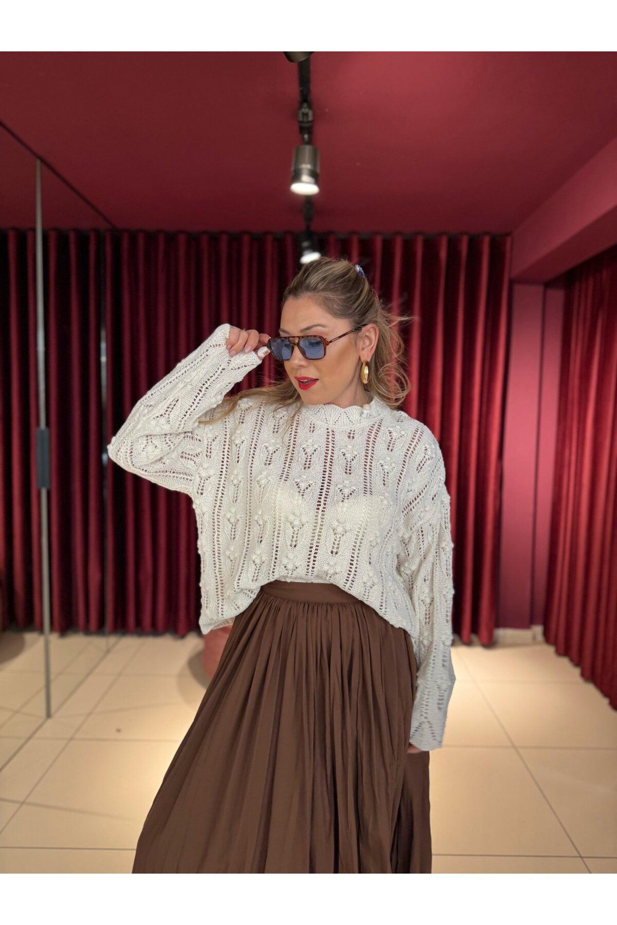 Serpirella Butik Ponpon Detaylı Merserize Triko