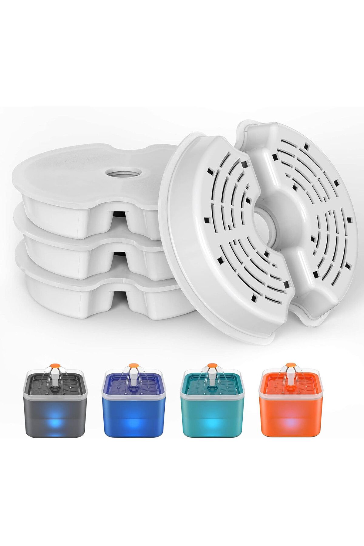 Fish & Paws Set 4 Filtre Fish & Paws Pentru Dispenser Apa, Bumbac, Purificare, Ionizare, Carbune Activ. - One Size