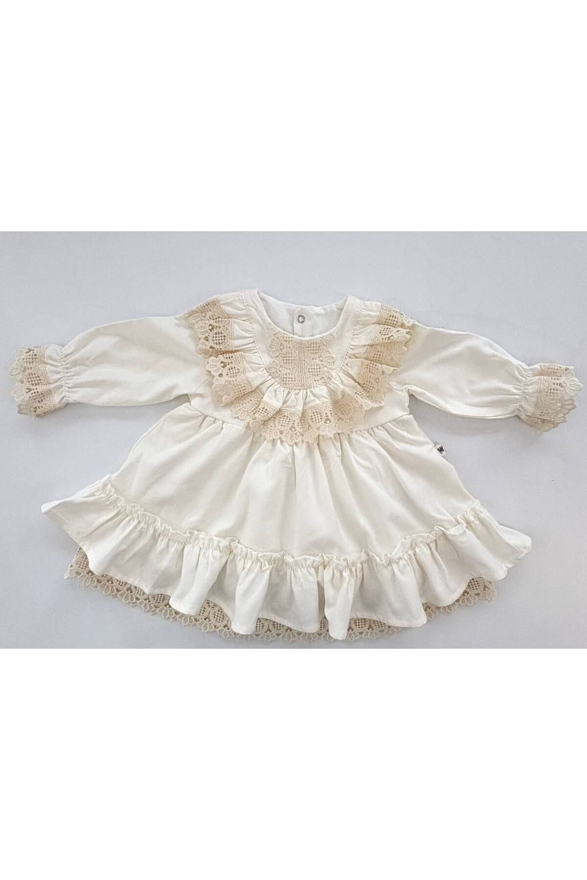 WOWOKİDS Wowokids Bayramlık Fisto Dantelli Elbise %100 Pamuk