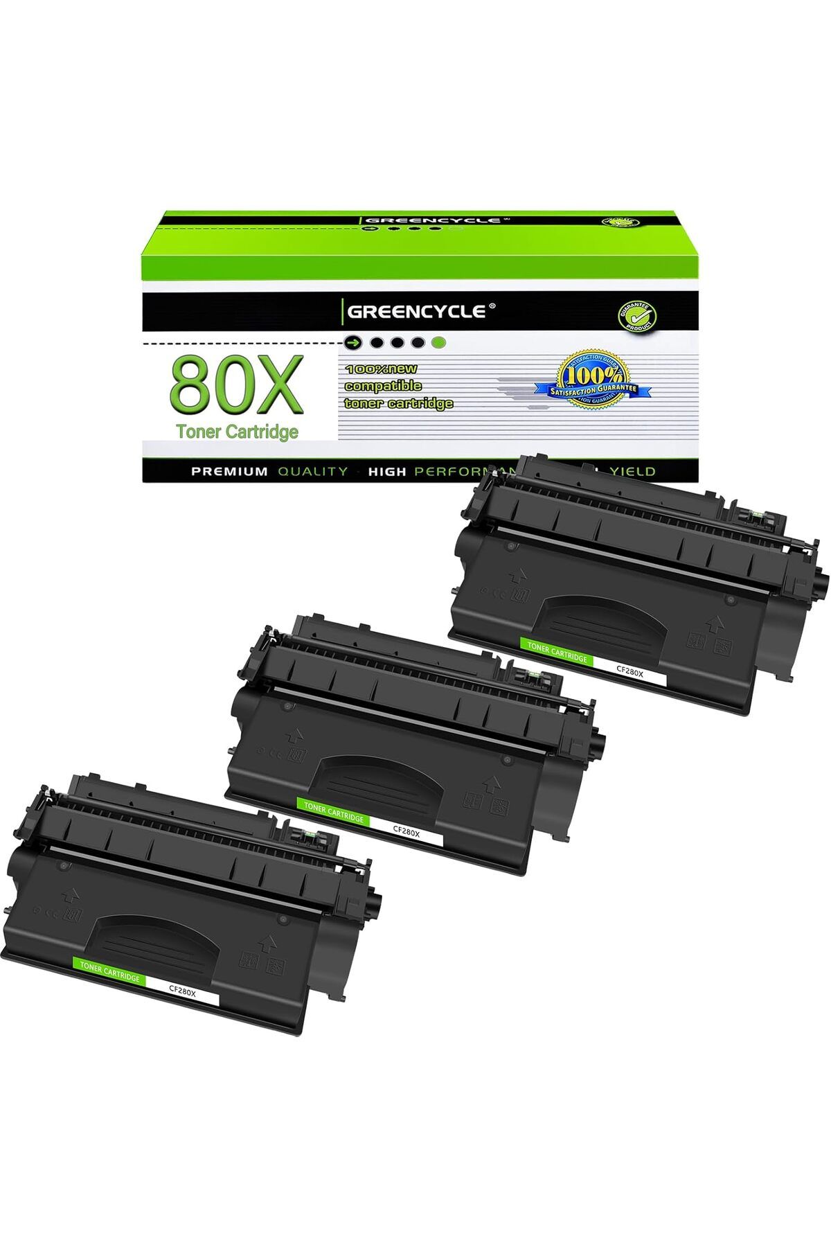 HP *YA-DE TONER* 80X Laser Jet Pro M401n M401dn M401dne MFP M425dn MFP M425dw(Black, 3 Pack)