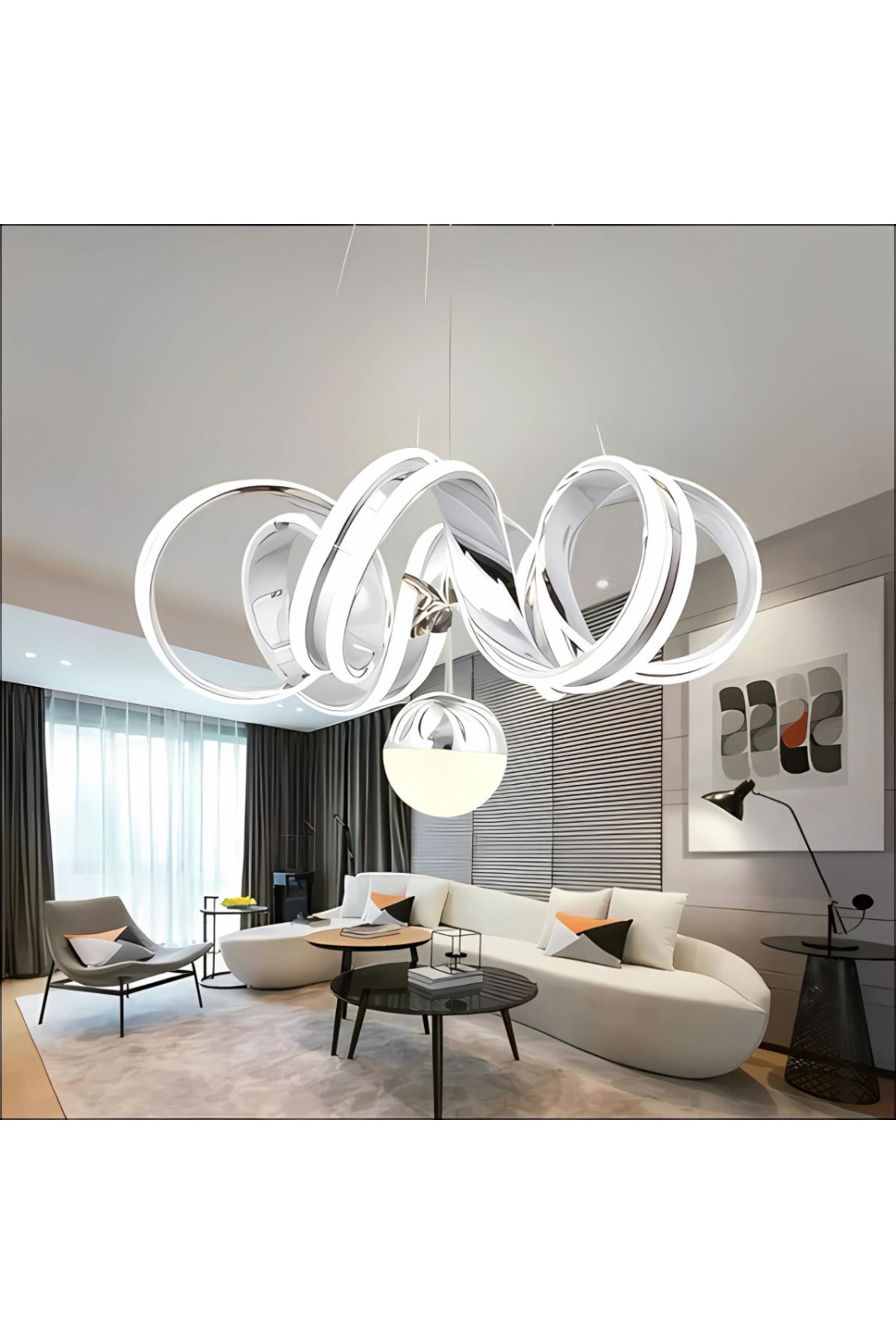 Elektroyou Dejavu Krom 3 Renk Ledli Modern Özel Tasarım Sarkıt Led Avize