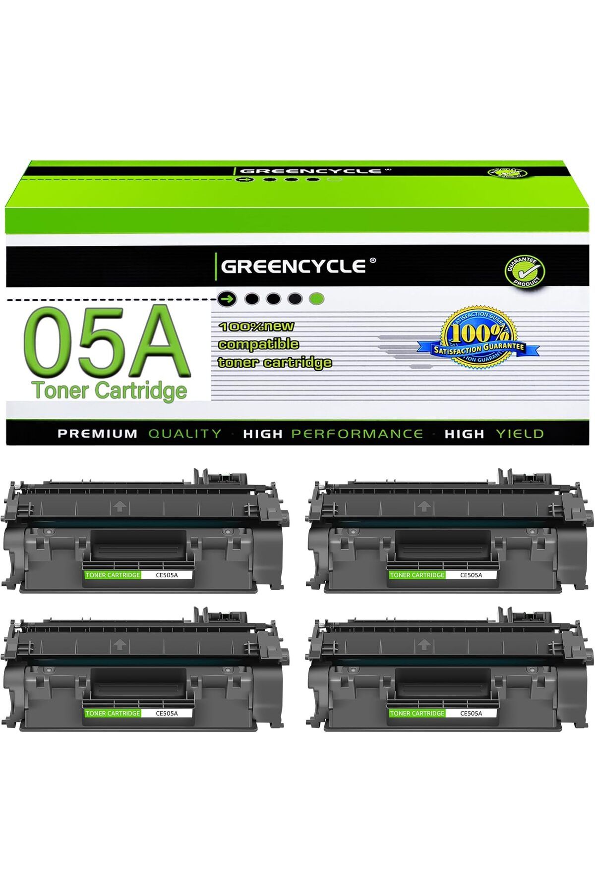 HP *YA-DE TONER* CE505A P2035 P2035N P2055dn P2055d P2055x P2055 P2030 P2050 Printer (Black, 4-Pack)