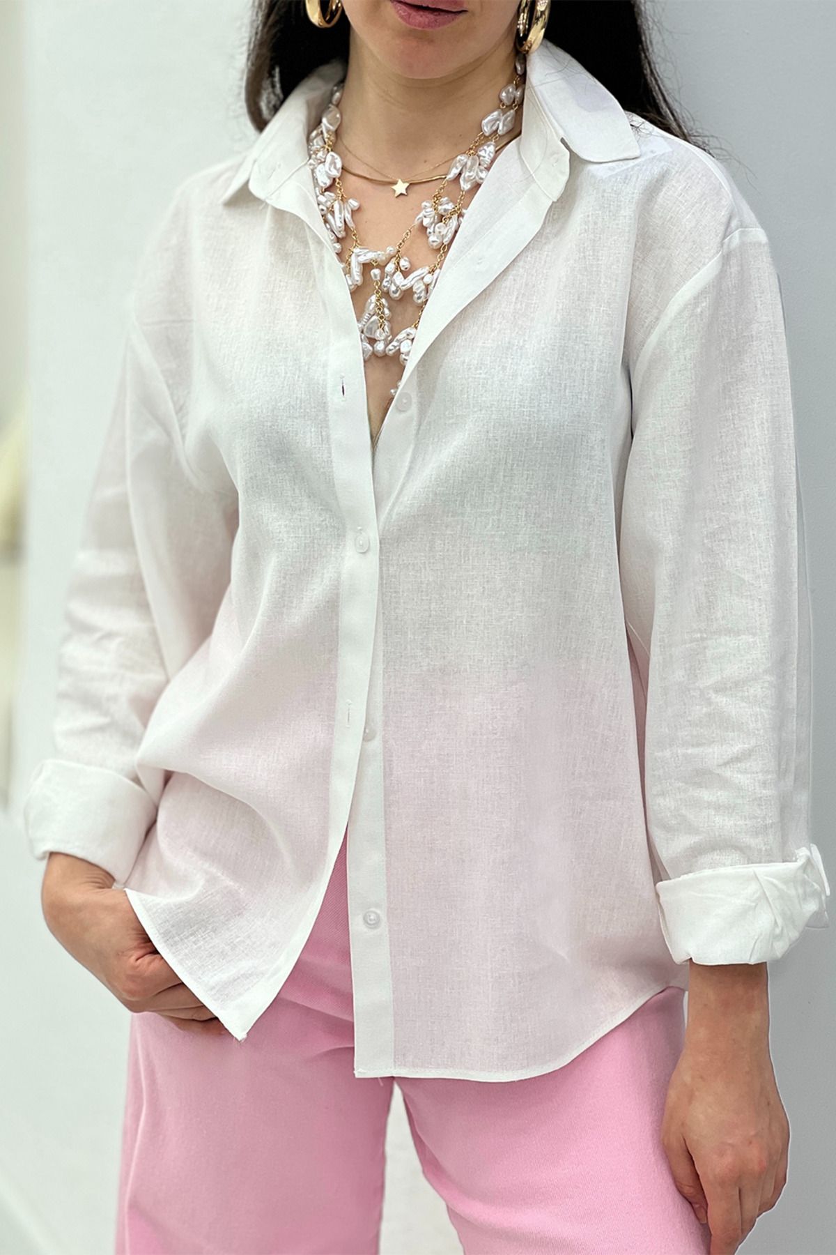 Act Pepicino Kids&Boutique Beyaz Keten Gömlek 2476