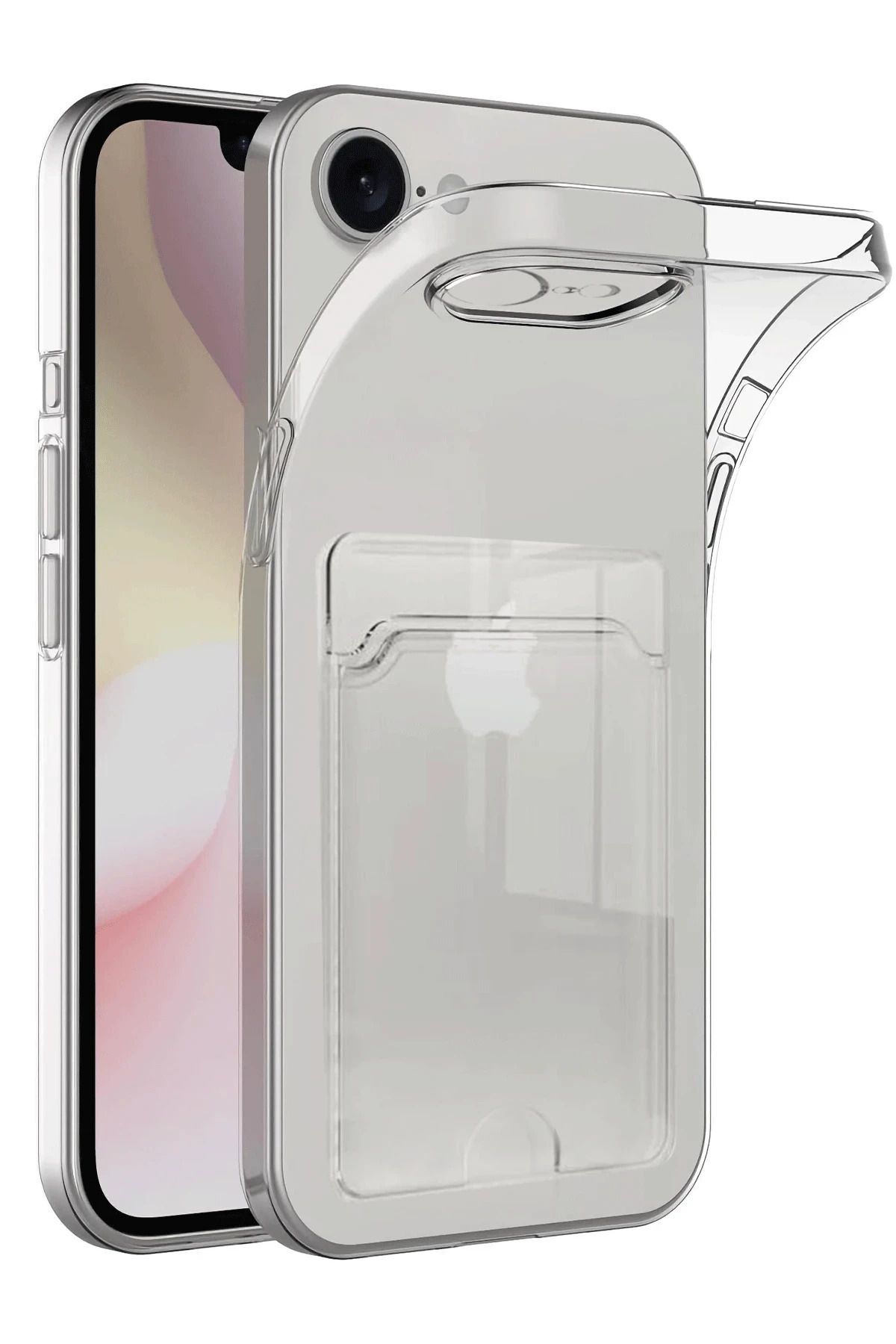 NewFace iPhone 16E Kılıf Kart Şeffaf Silikon - Şeffaf MRAYD