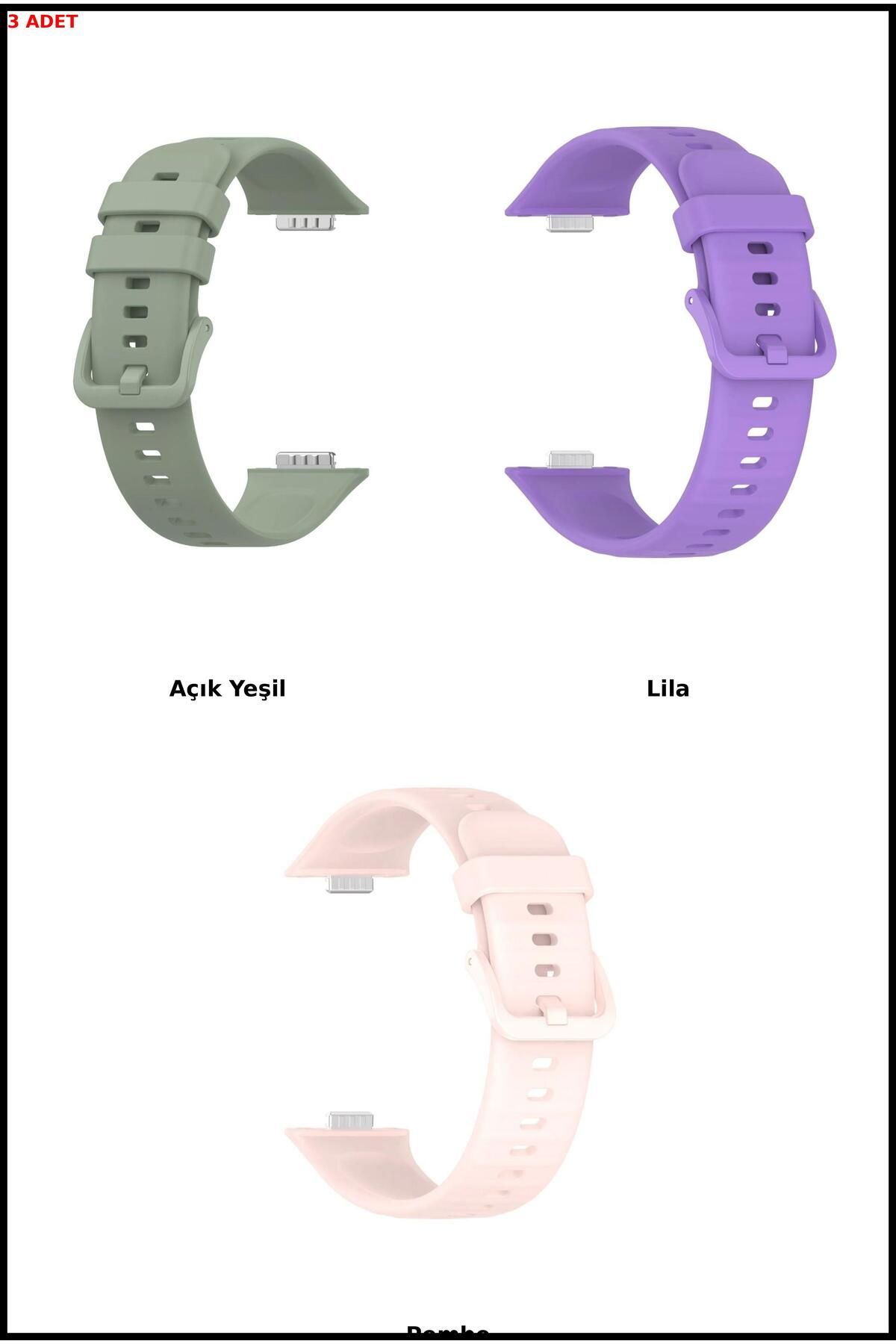 Alstrap Huawei Watch Fit 3 Uyumlu 3'lü Silikon Kordon Seti