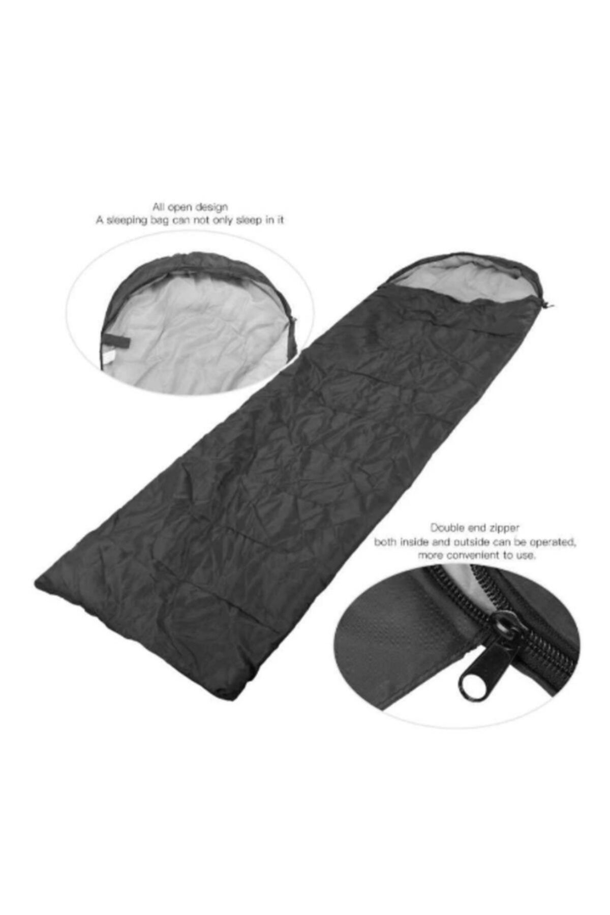 Go İthalat-Sac de dormit impermeabil din material textil, rezistent la frig și vânt - sac de dormit pentru cort de camping negru 5
