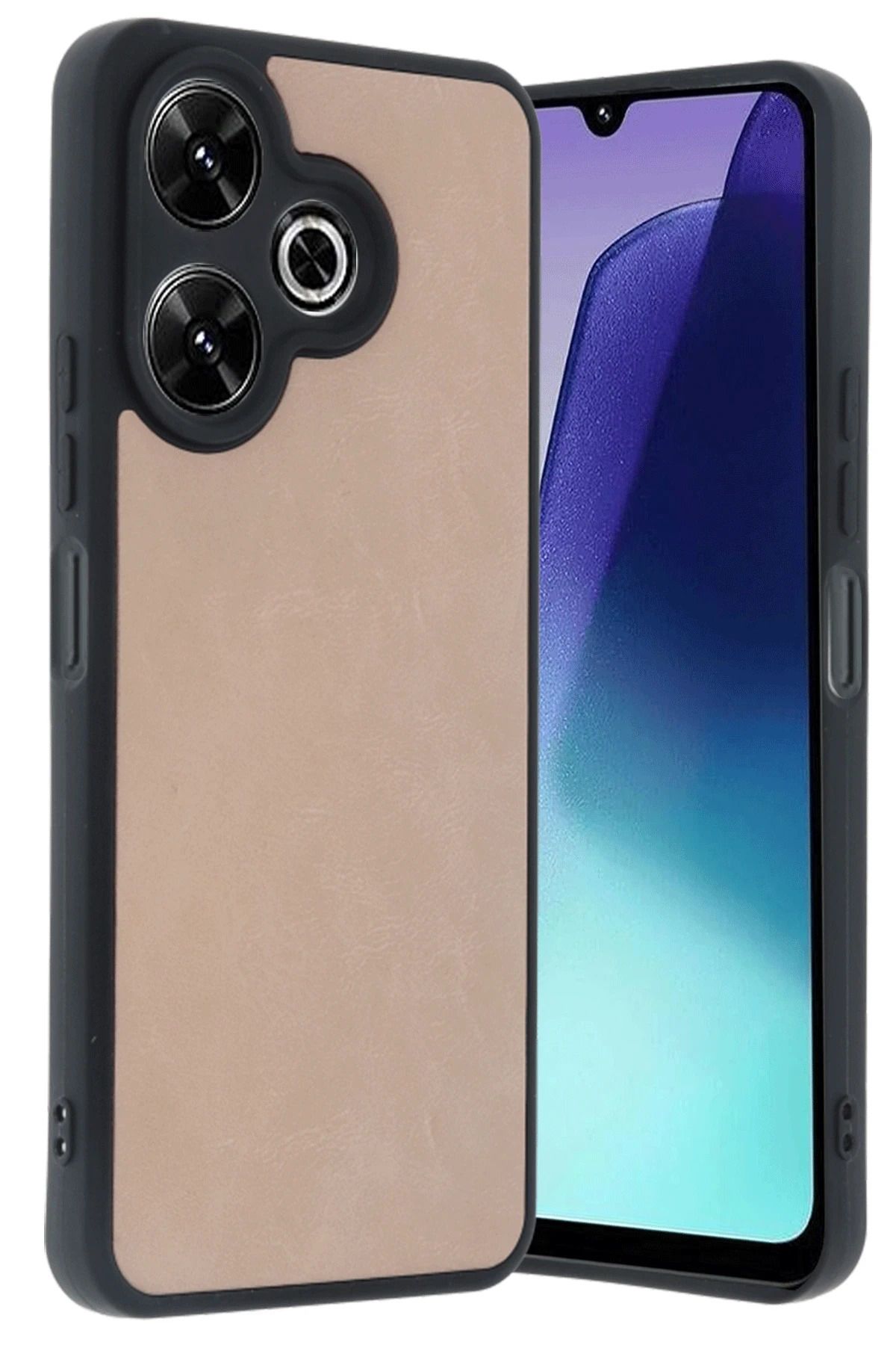 NewFace Xiaomi Redmi 13 4G Kılıf Aras Deri Kapak - Pudra MRAYD