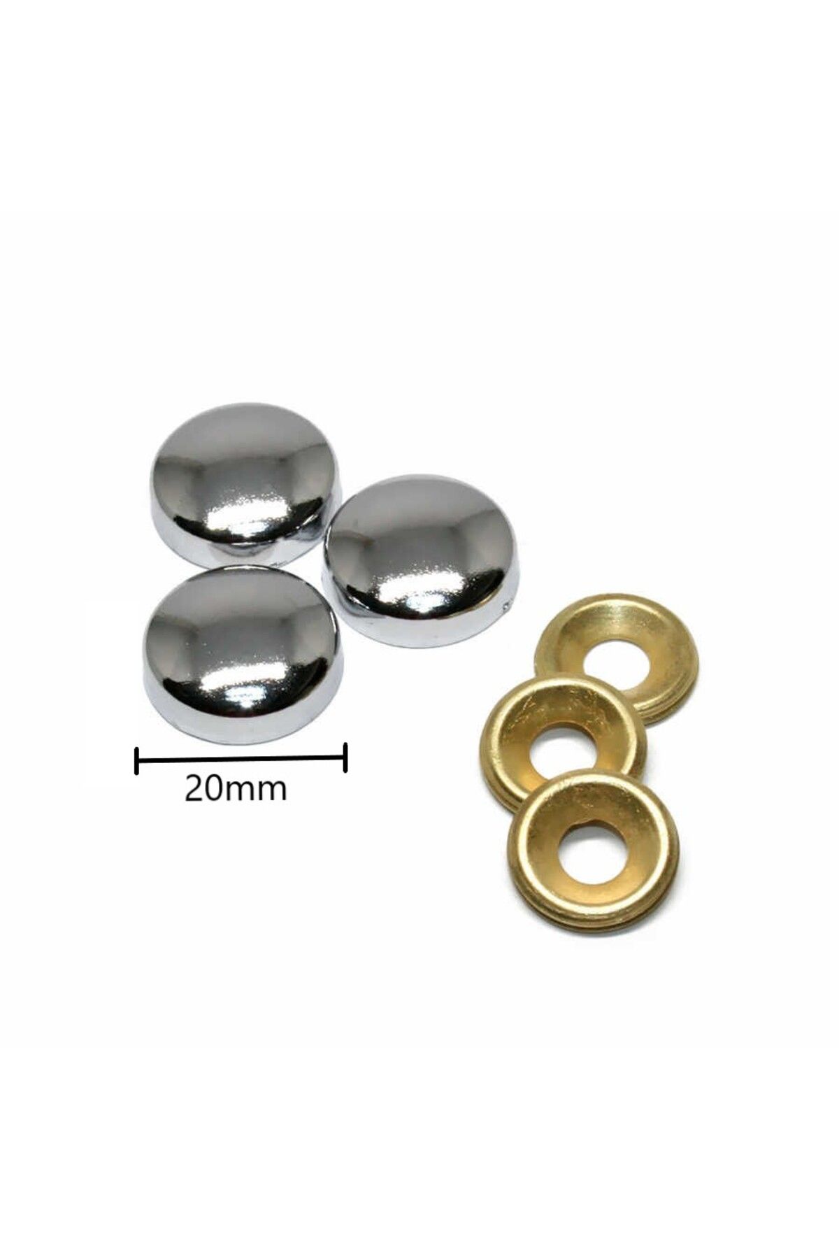 METALİ Dekoratif Metal Vida Gizleme Kapağı Krom 20 mm / 100 Adet