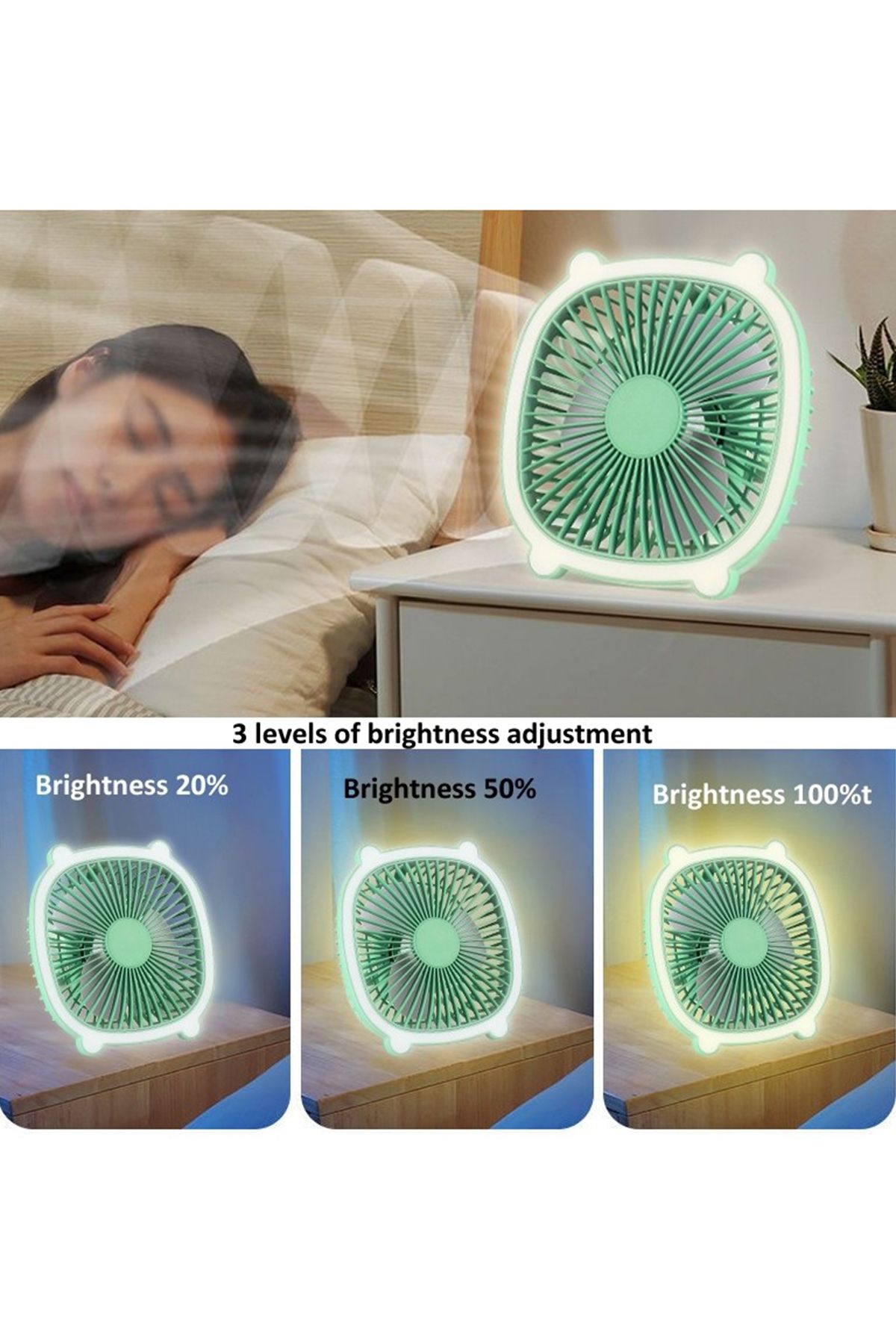 TECHNOMEN LED Işıklı Şarj Edilebilir Masa Fanı