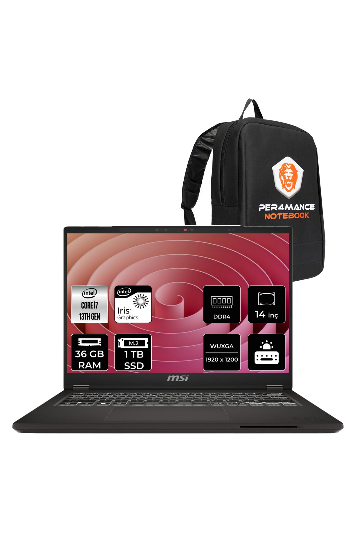 MSI Commercial 14 H i7 13700H 36GB 1TB SSD 14" WUXGA FDOS Taşınabilir Bilgisayar & ÇANTA