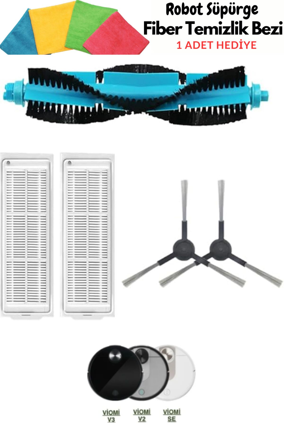 Xiaomi Viomi SE V2 V2 Pro V3 Robot Süpürge Uyumlu Hepa Filtre,Fırça Seti