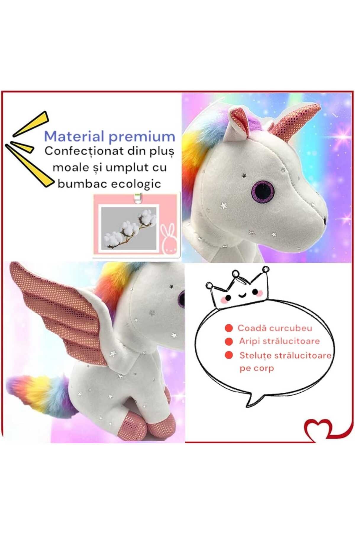 Malvys-Jucarie de plus Malvys®, Unicorn cu Aripi de Inger, Alb, 30 cm 2