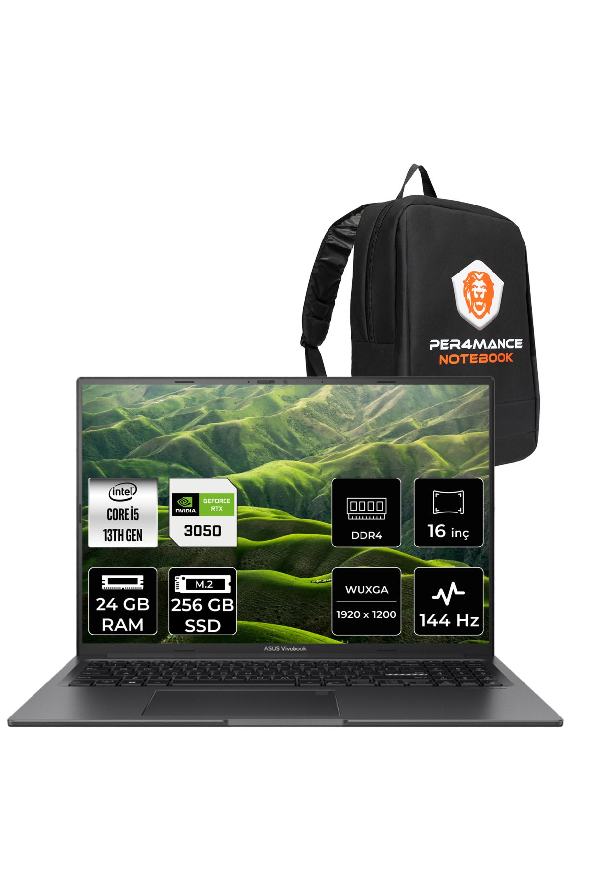 ASUS VivoBook 16X i5 13420H 24GB 256GB SSD RTX3050/4GB 16" WUXGA 144Hz FDOS Dizüstü Bilgisayar
