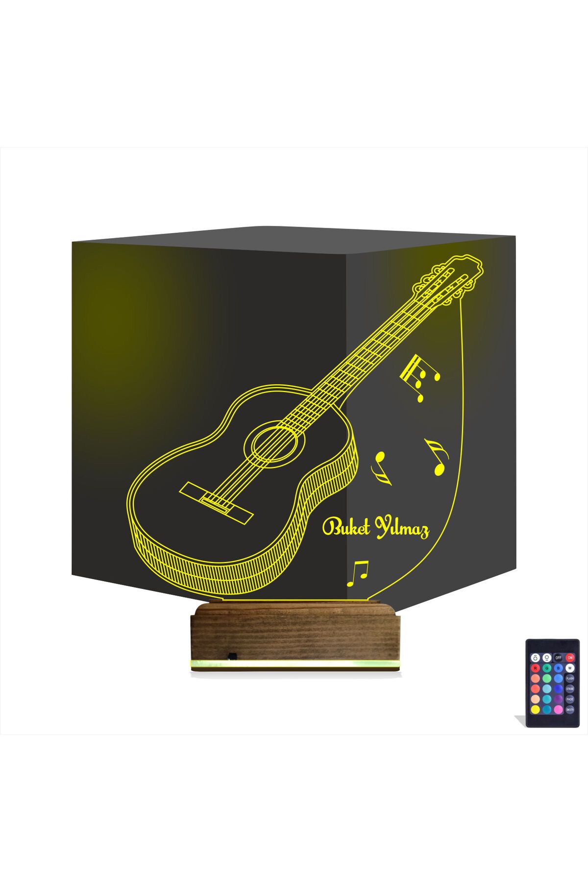 Kirppi 3d Lamba Klasik Gitar Müzik Nota V2 Kişiye Özel Masa Gece Lambası