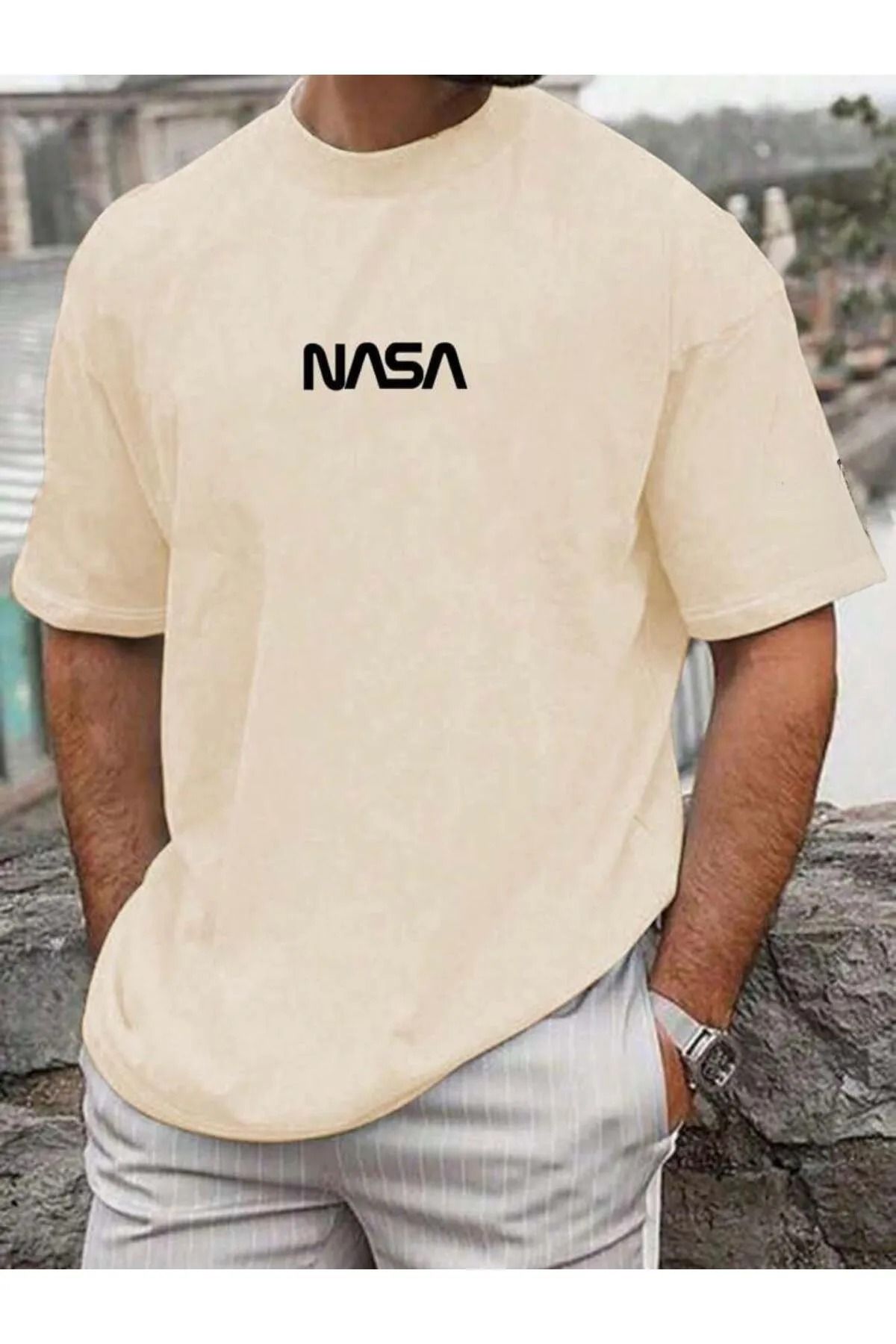 FULL TOLERANCE YD DESİNG NASA YAZI BASKILI OVERSİZE T-SHİRT