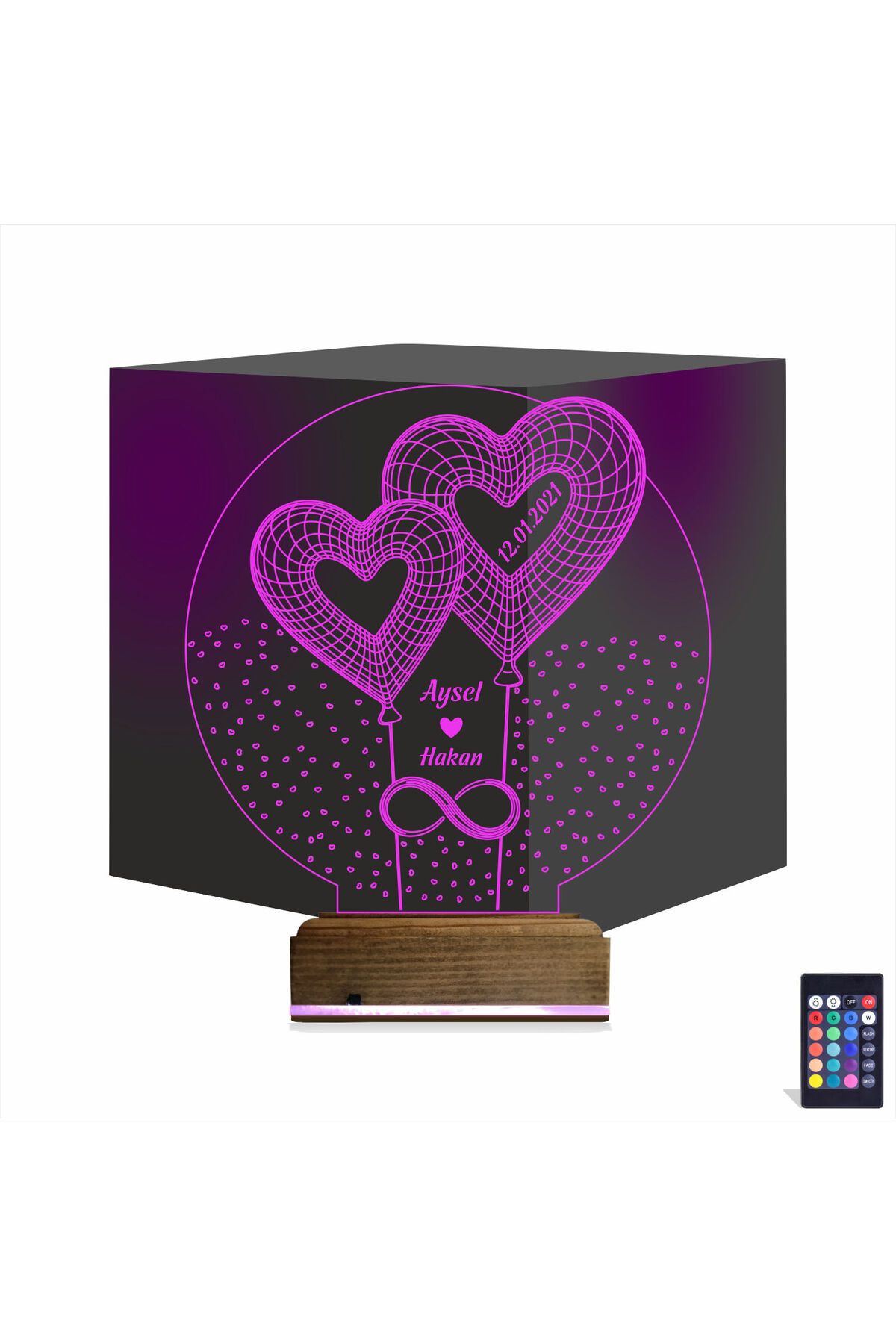 Kirppi 3d Lamba Kalp Sevgiliye Hediye V11 Kişiye Özel Masa Gece Lambası