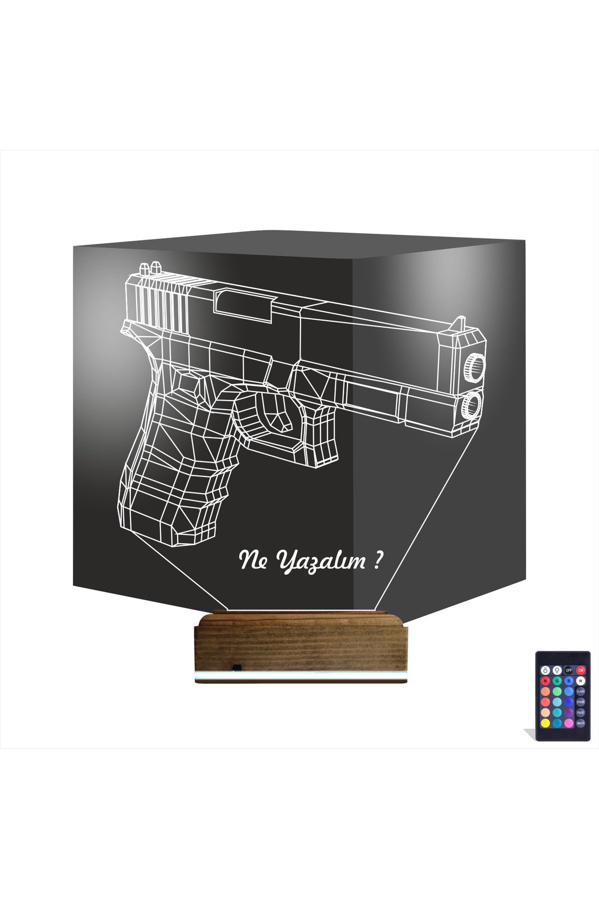 Kirppi 3d Lamba Tabanca Kişiye Özel Masa Gece Lambası