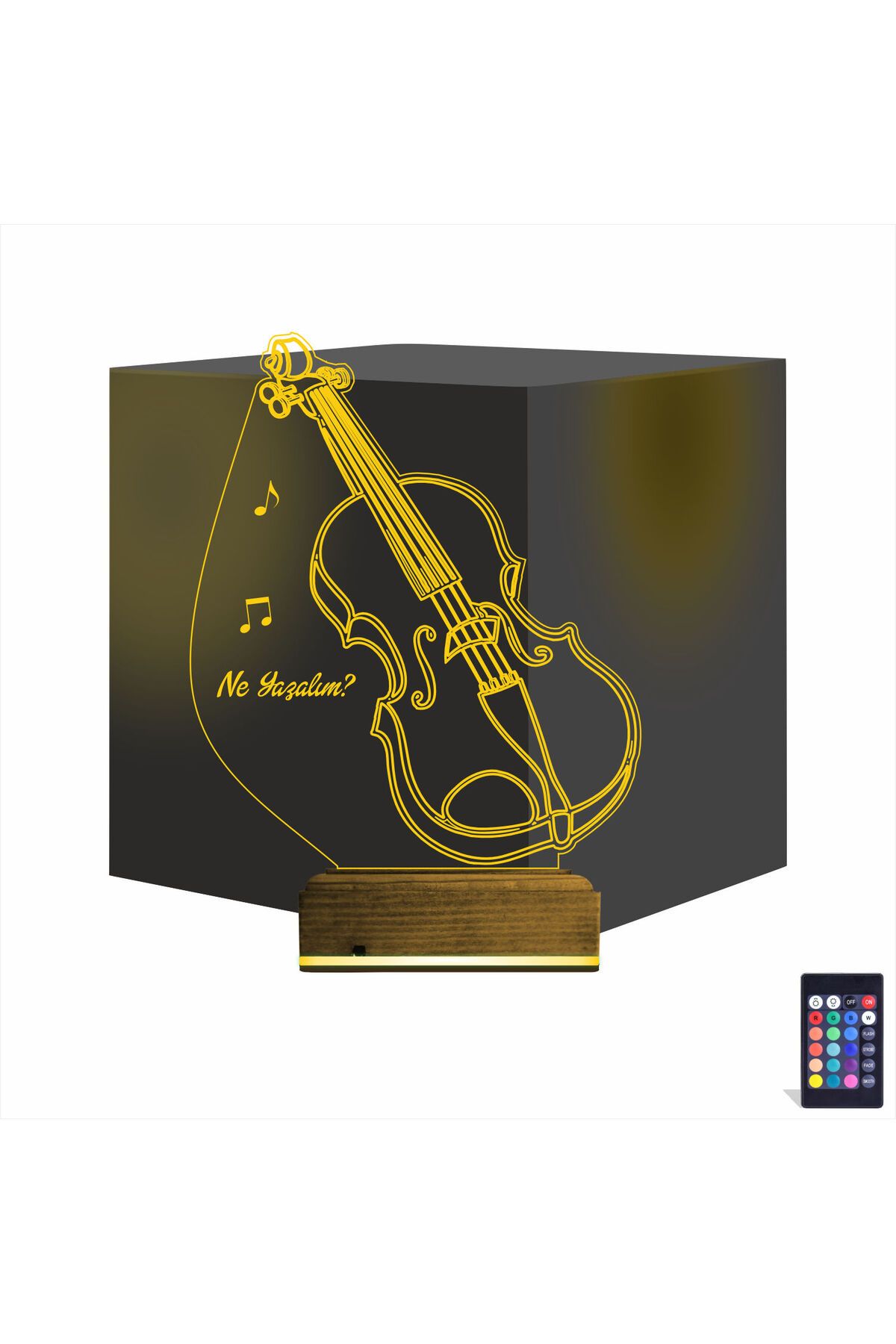 Kirppi 3d Lamba Keman Müzik Enstrüman V2 Kişiye Özel Masa Gece Lambası