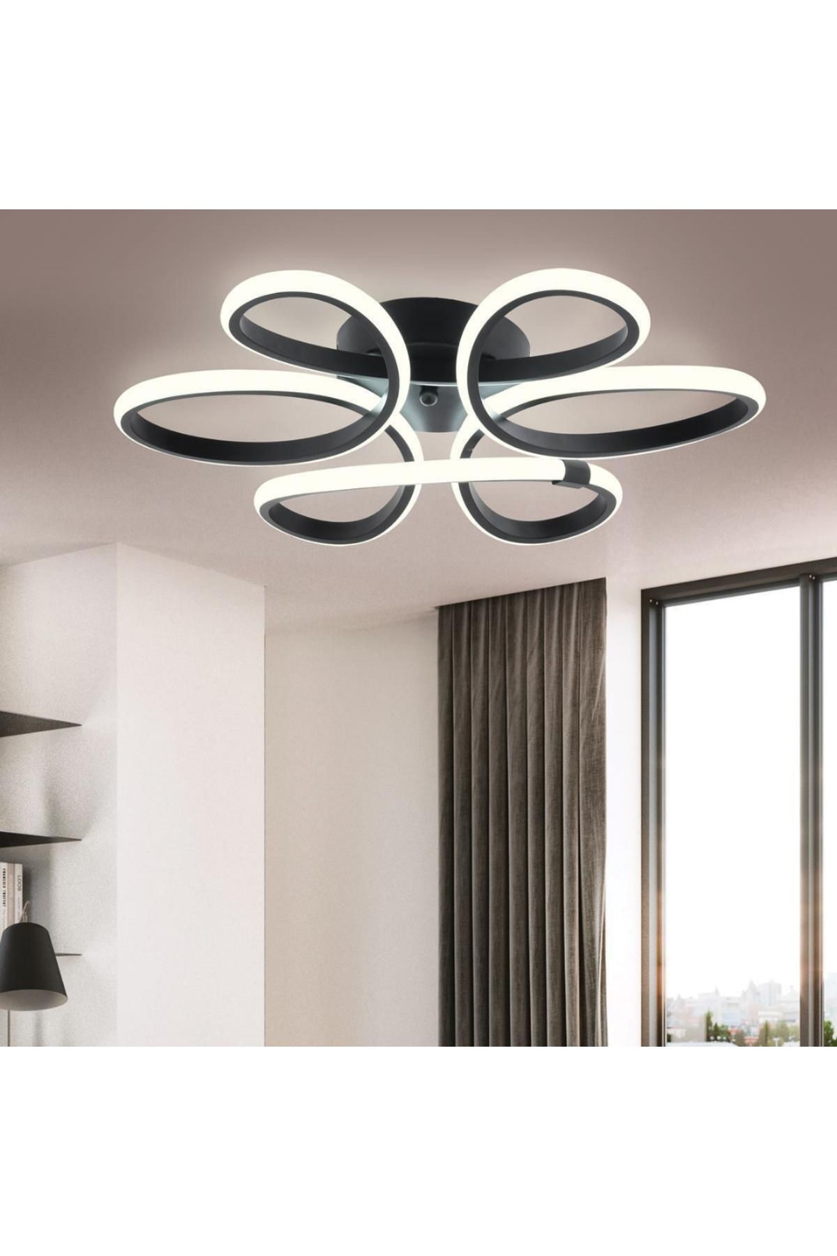 Elektroyou Linup Modern Siyah Plafonyer Tavana Sıfır Beyaz Işık Salon Mutfak Yatak Odası Led Avize
