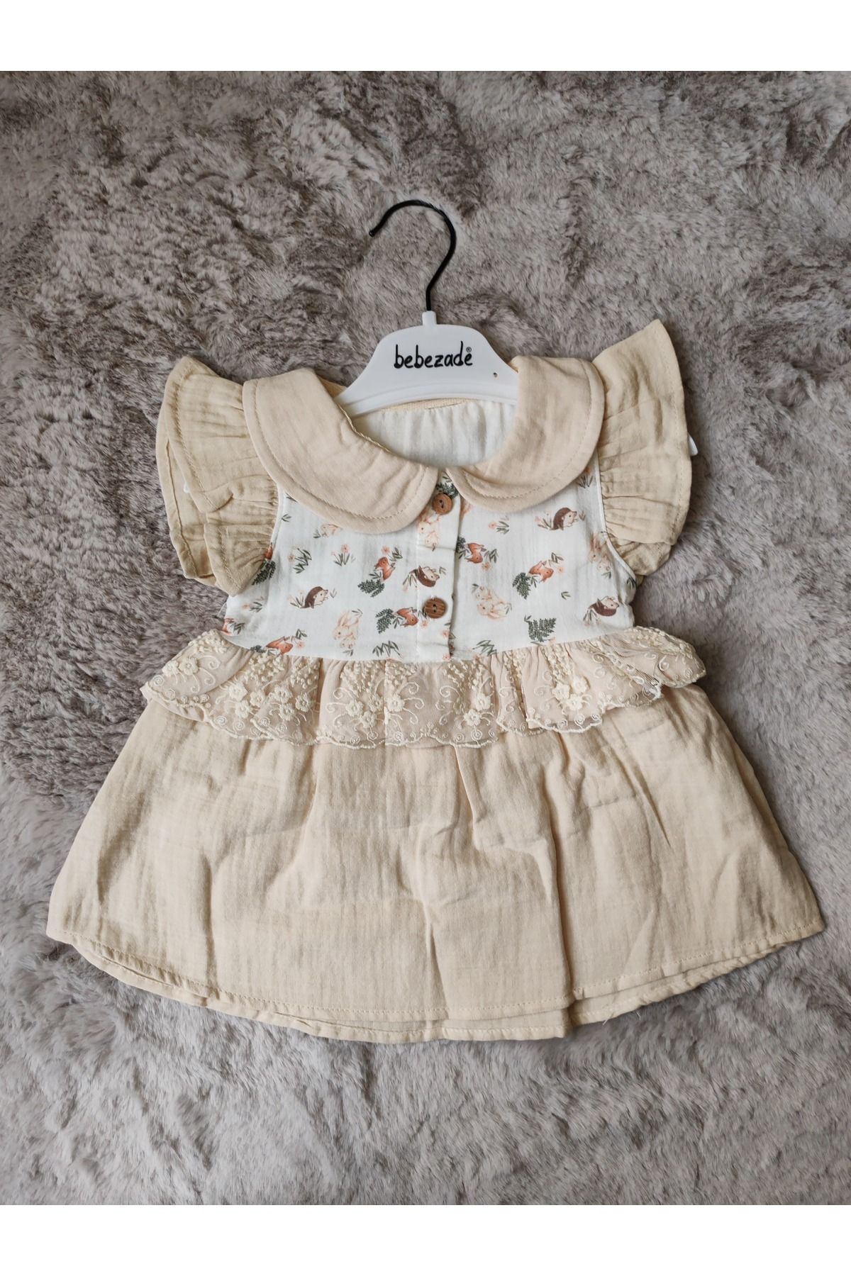 Bebezade 6-24 Ay Rabbit Desenli Kız Bebek Elbise